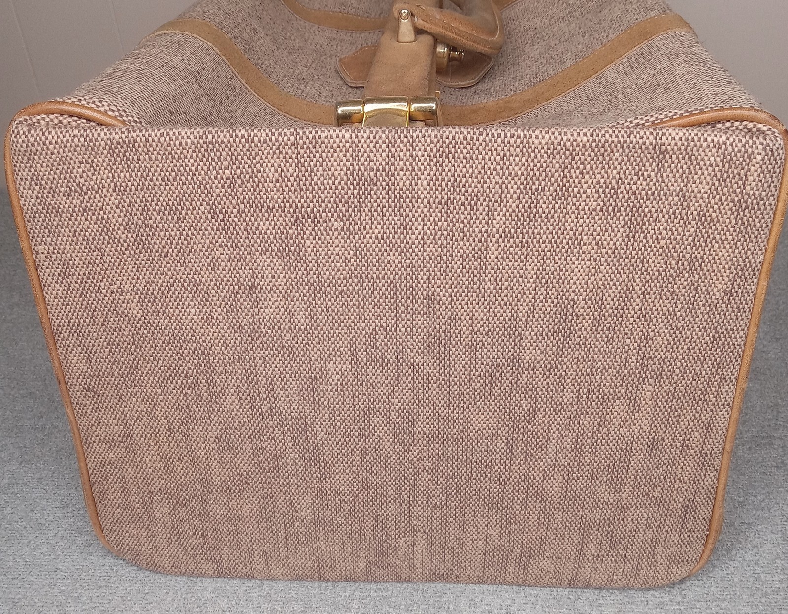 “French” America’s Finest Train Case Luggage Tweed Suede Brass Closure Made USA