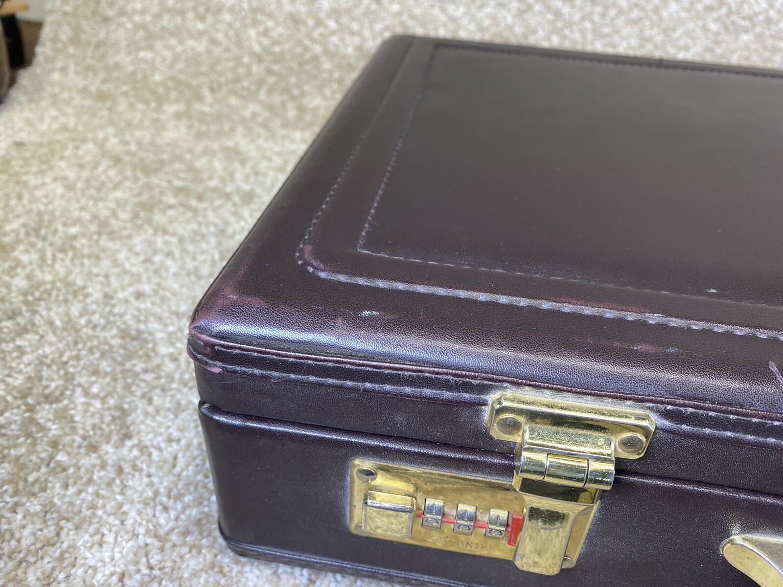 Vintage LA Brief Briefcase Attache Hardcase Vinyl Leather Combo Lock Blk 13×18″