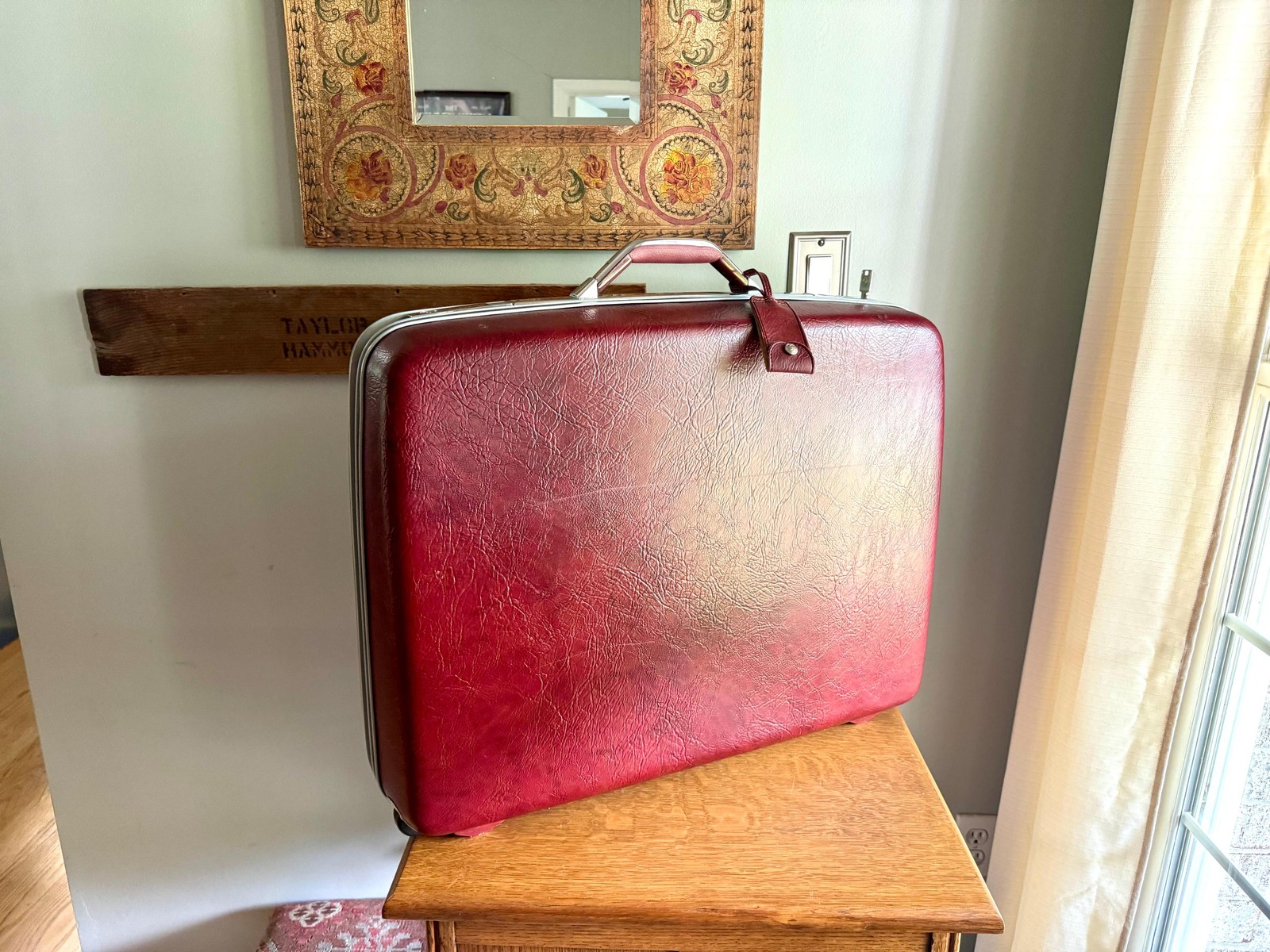 Samsonite Hardshell Suitcase with Key | 70’s Large Maroon Retro Luggage