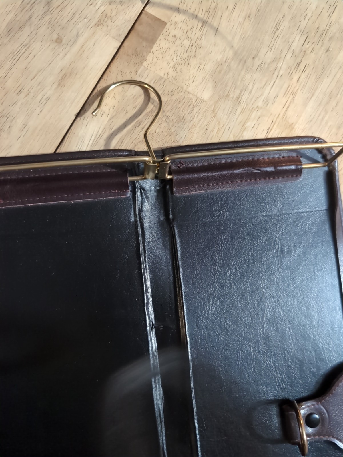 Genuine Leather Tie Travel Mjg Storage Case Hanging VTG Retro Organizer Necktie