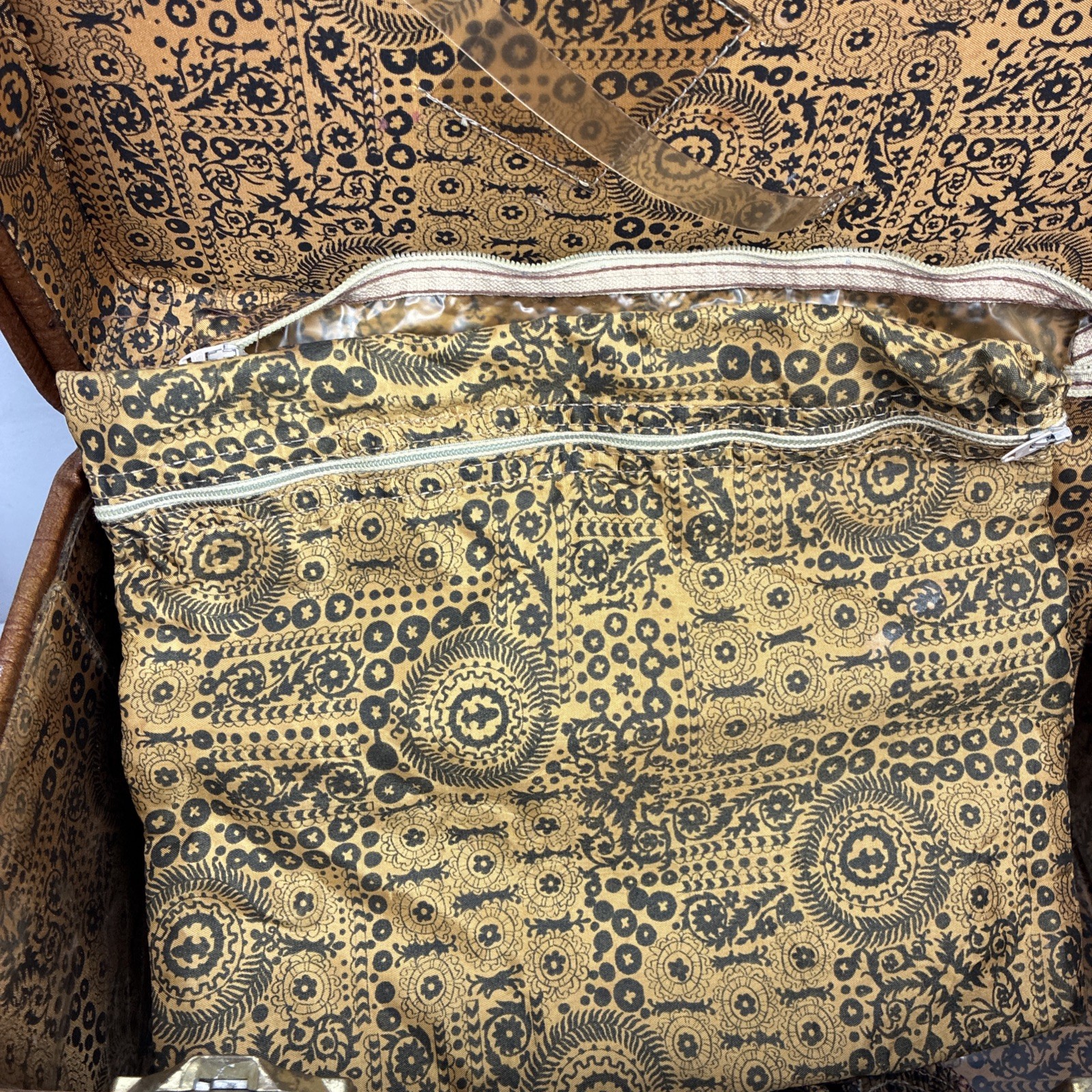 Vintage Hartmann Leather Luggage Tan Suitcase And Cosmetic Box Paisley Lining