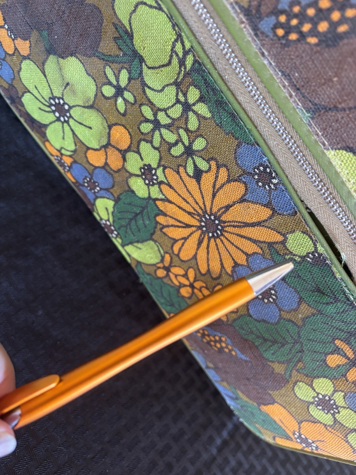 Vtg 60’s Floral Hippie Flower Power MCM Canvas Suitcase Korea Retro 16×11 Groovy