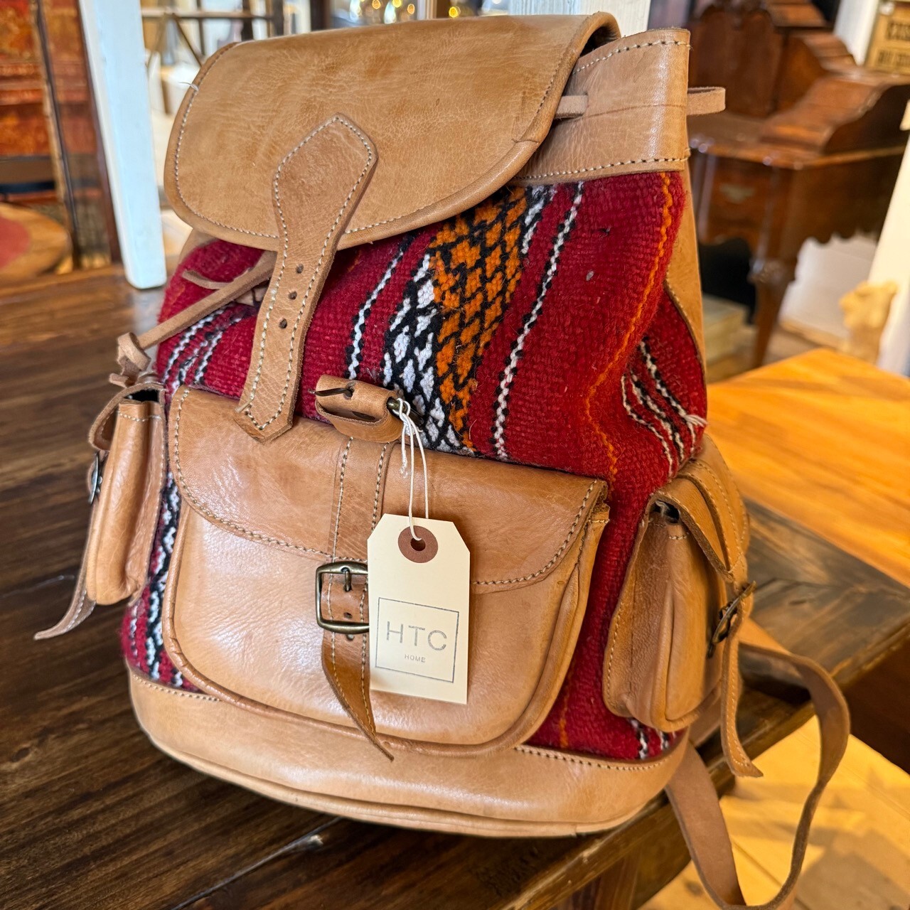 Leather and Carpet Rucksack Backpack from Marrakech Morocco