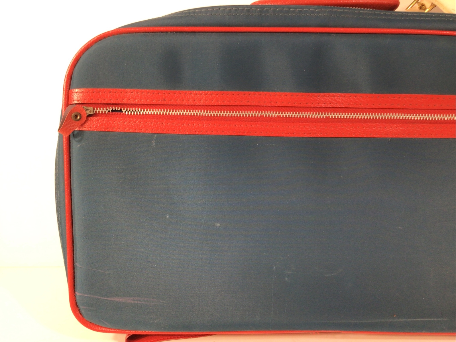 Vintage MCM~60’s-70’s Luggage Overnight Suitcase ~Navy/Red~15”x10.5”