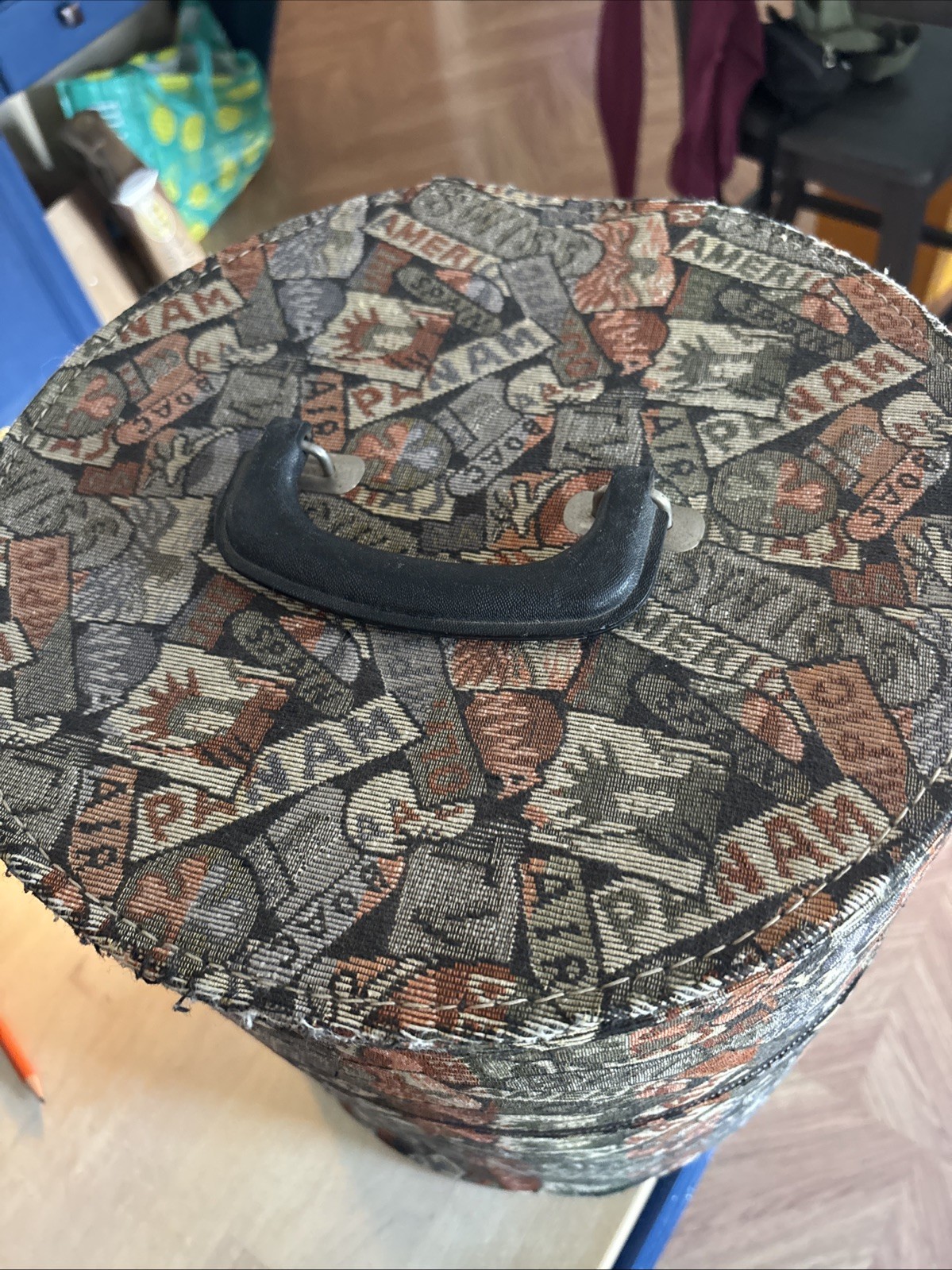 Vintage Hat & Wig Travel Suitcase. 13.5” Tall 13” Wide Airline Inspired