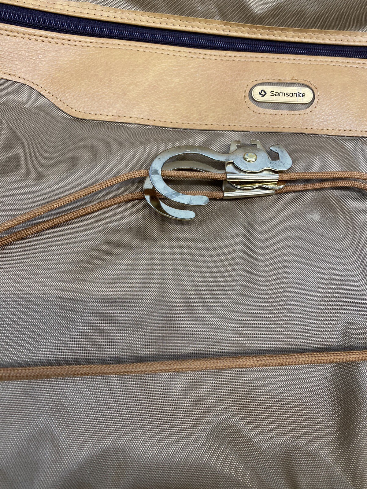Vintage Samsonite Garment Bag w/ Hangers and Hook Original Box STAINED NOB