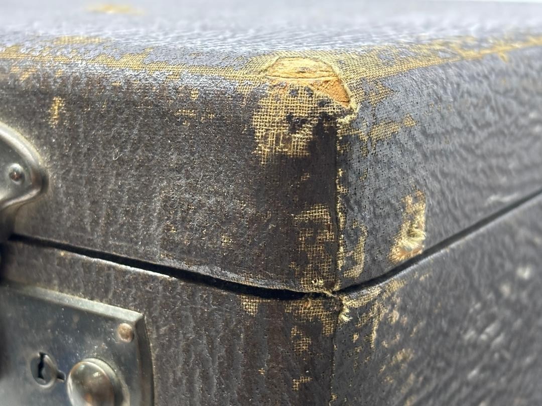 Vintage 1930s-1950s Suitcase Wood Frame with Coated Canvas Covering NO KEY