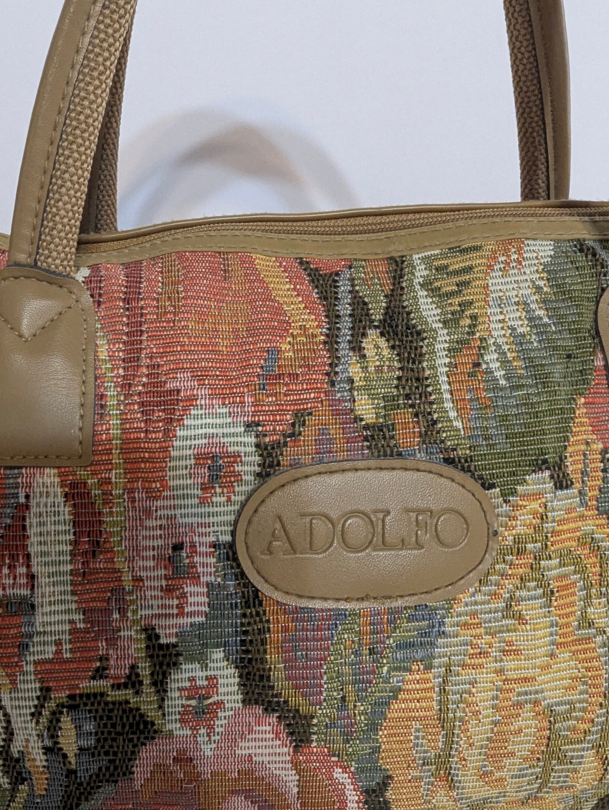 Vintage Adolfo Floral Tapestry Travel Bag Weekender Duffel Boho Luggage Carry On