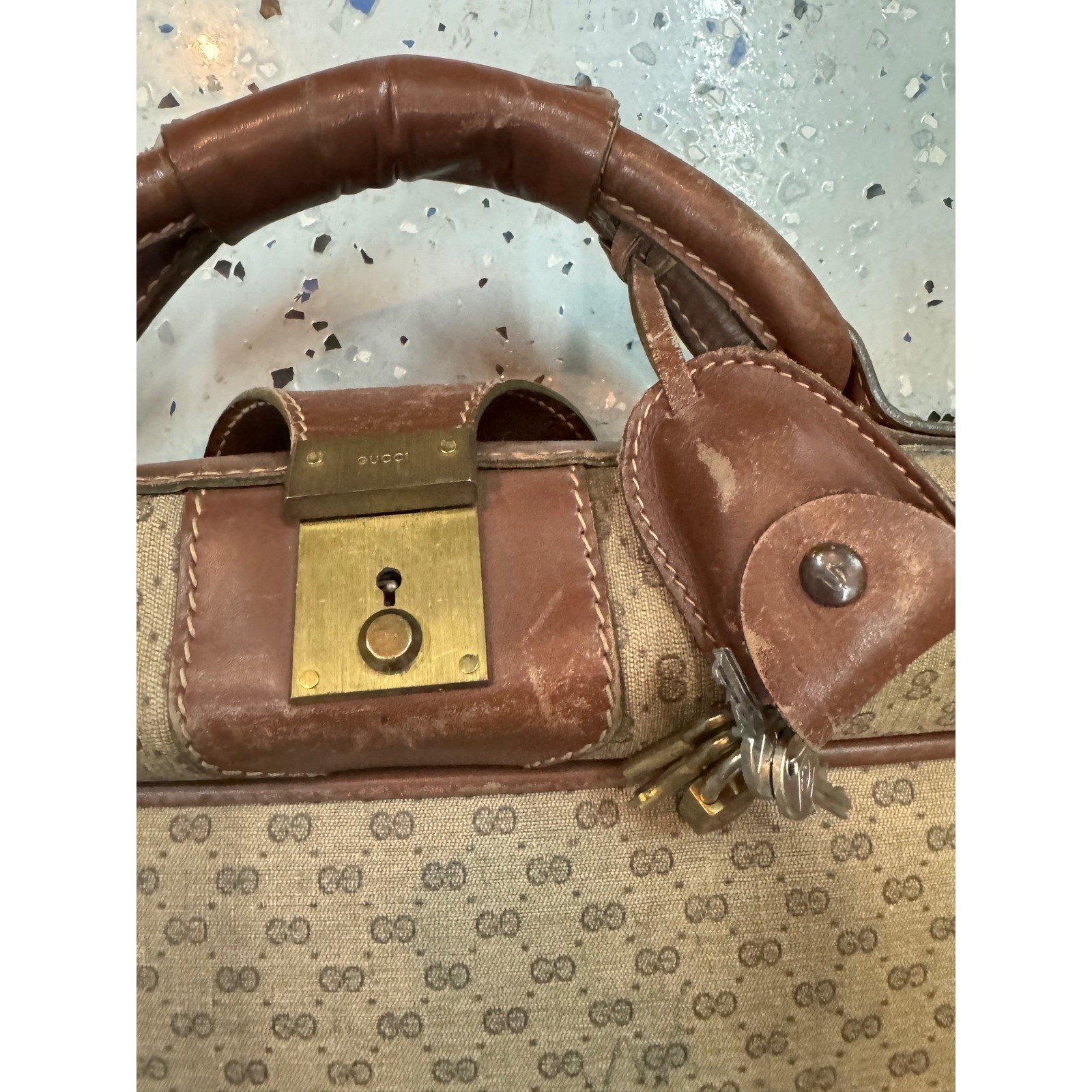 Gucci 1970’s Monogram Canvas Leather Trim Travel Luggage Set Vintage Authentic