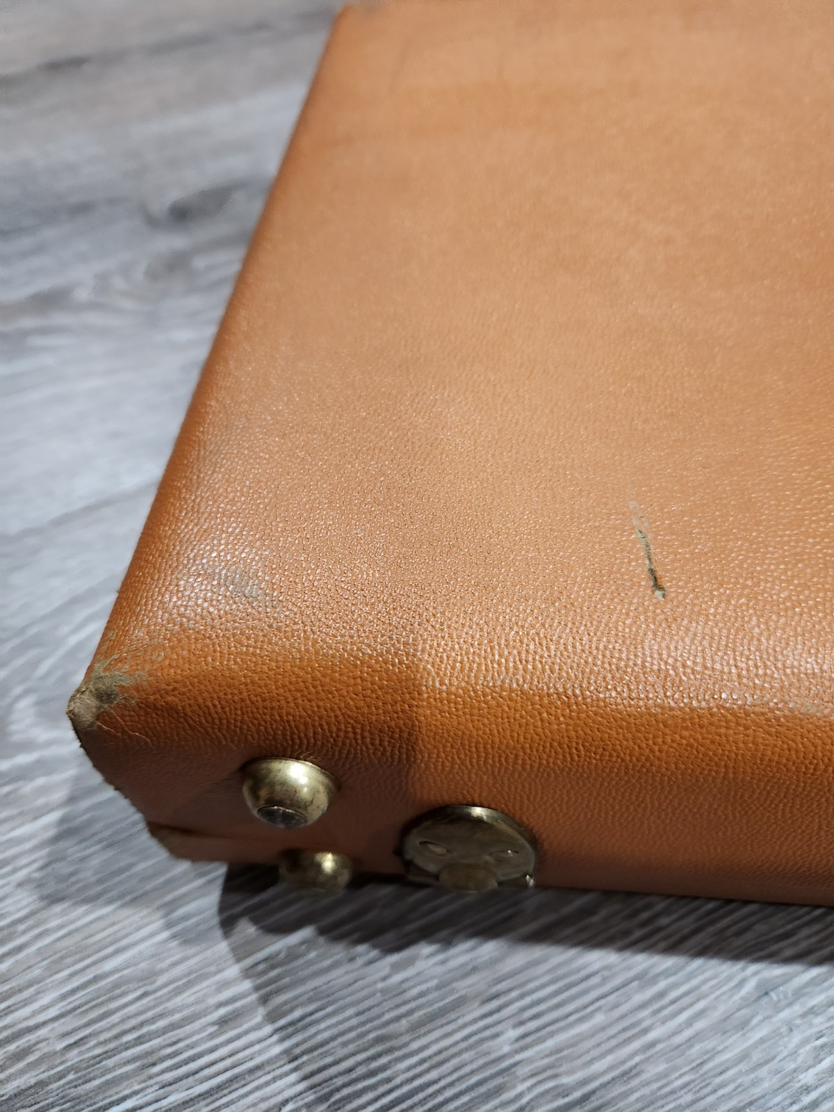 Vintage Brown Hard Faux Leather Suitcase with Locking & Compartments