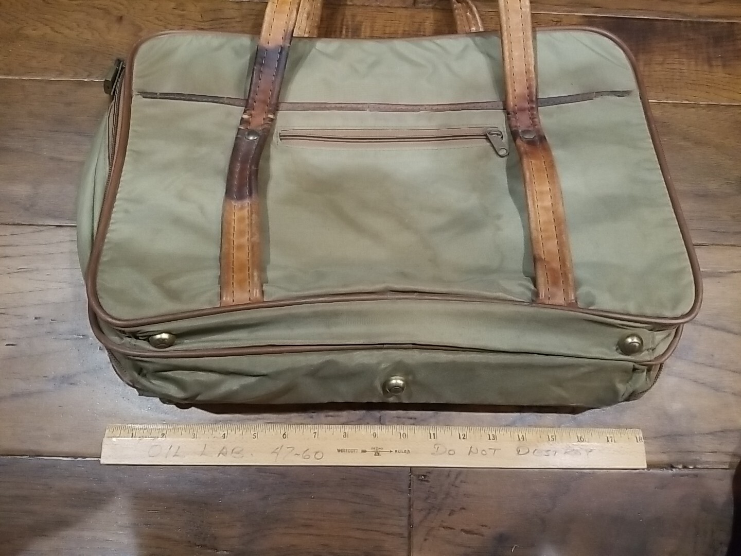 Hartmann Nylon & Leather 21″ 3 Compartment Carry-on Luggage Weekender Bag Olive