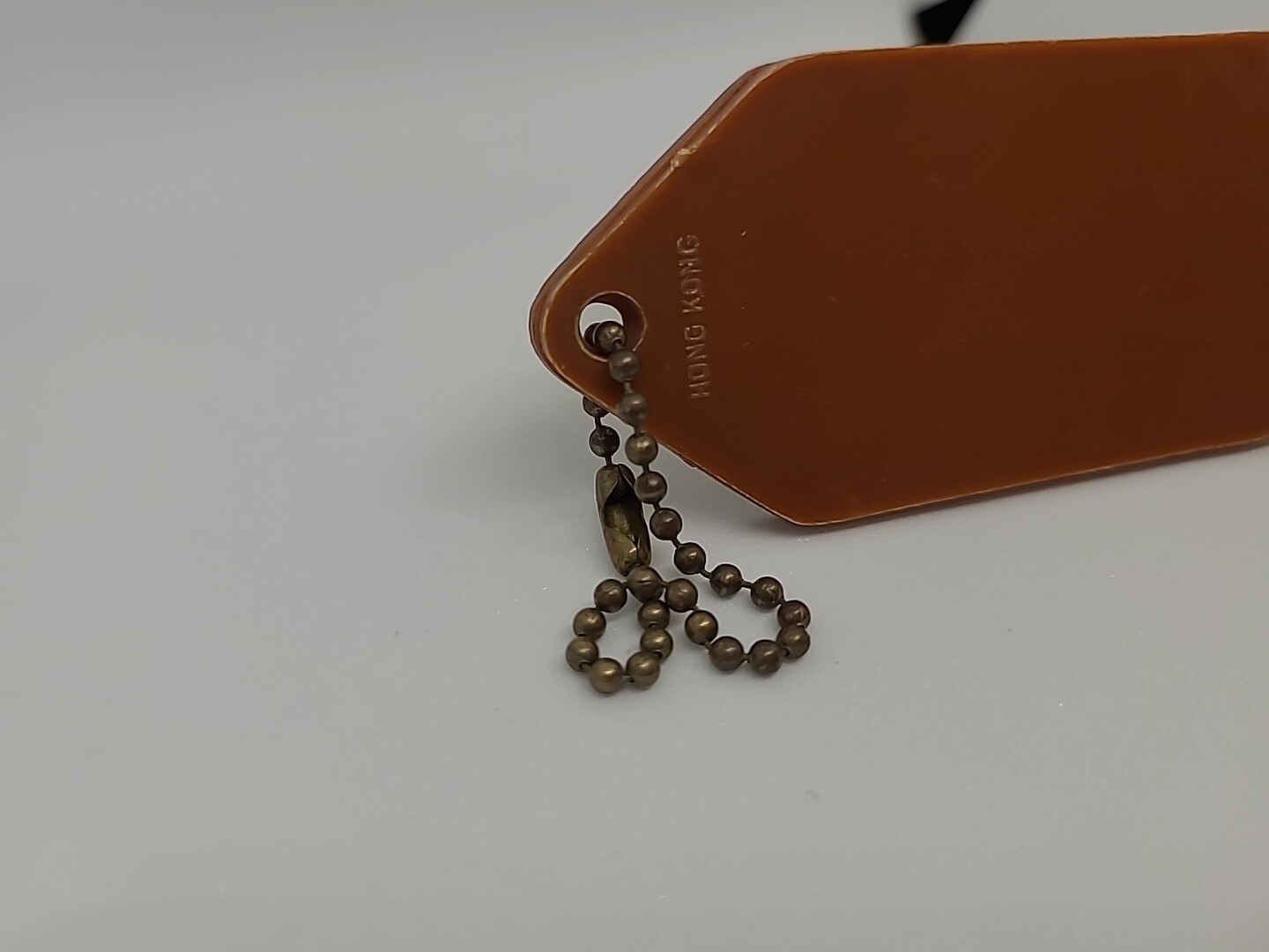 Luggage Address Tag Brown Plastic for Vintage Camera Bag made in Hong Kong