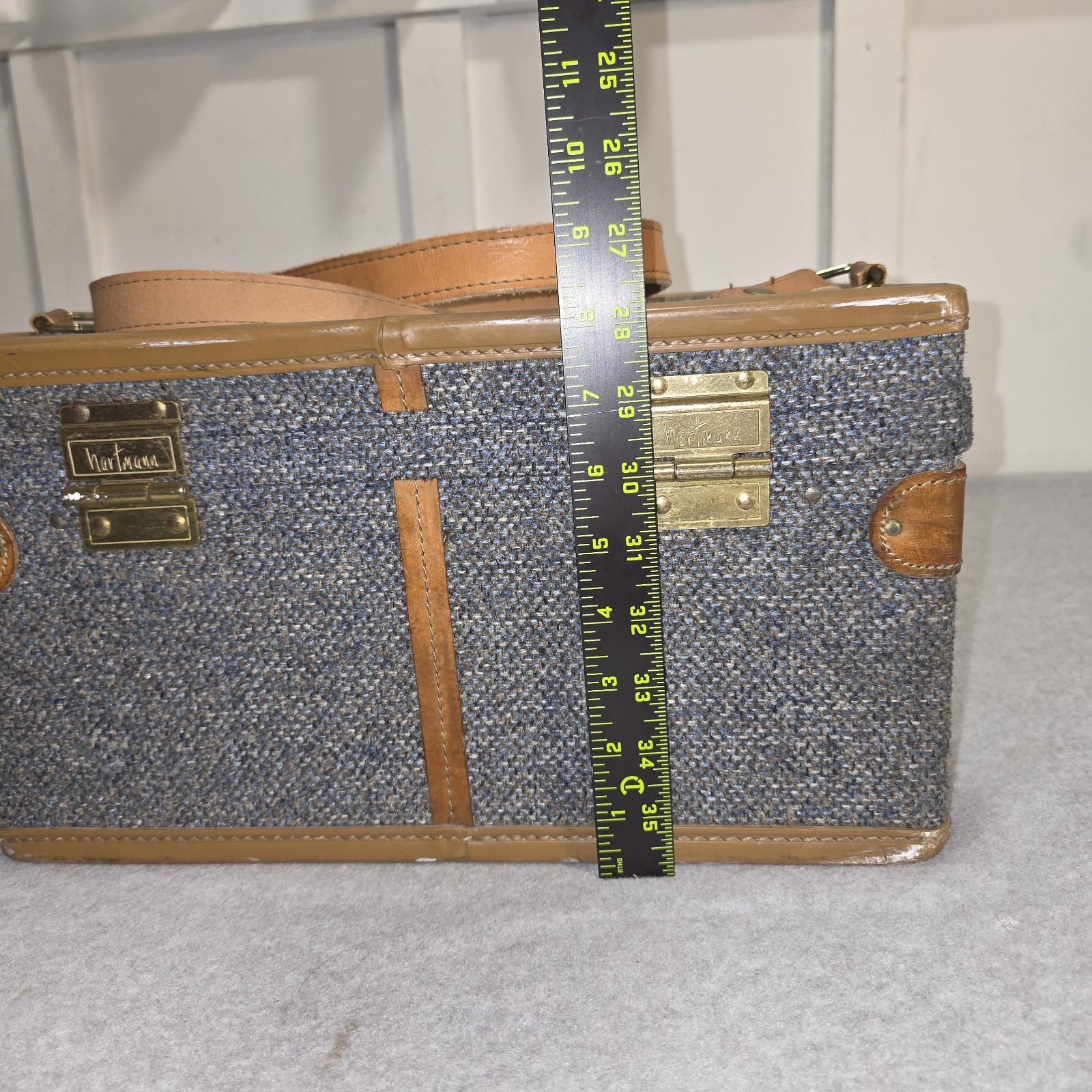 Hartmann Tweed & Belting Leather Train Case Vtg Luggage Make-Up Cosmetic Case