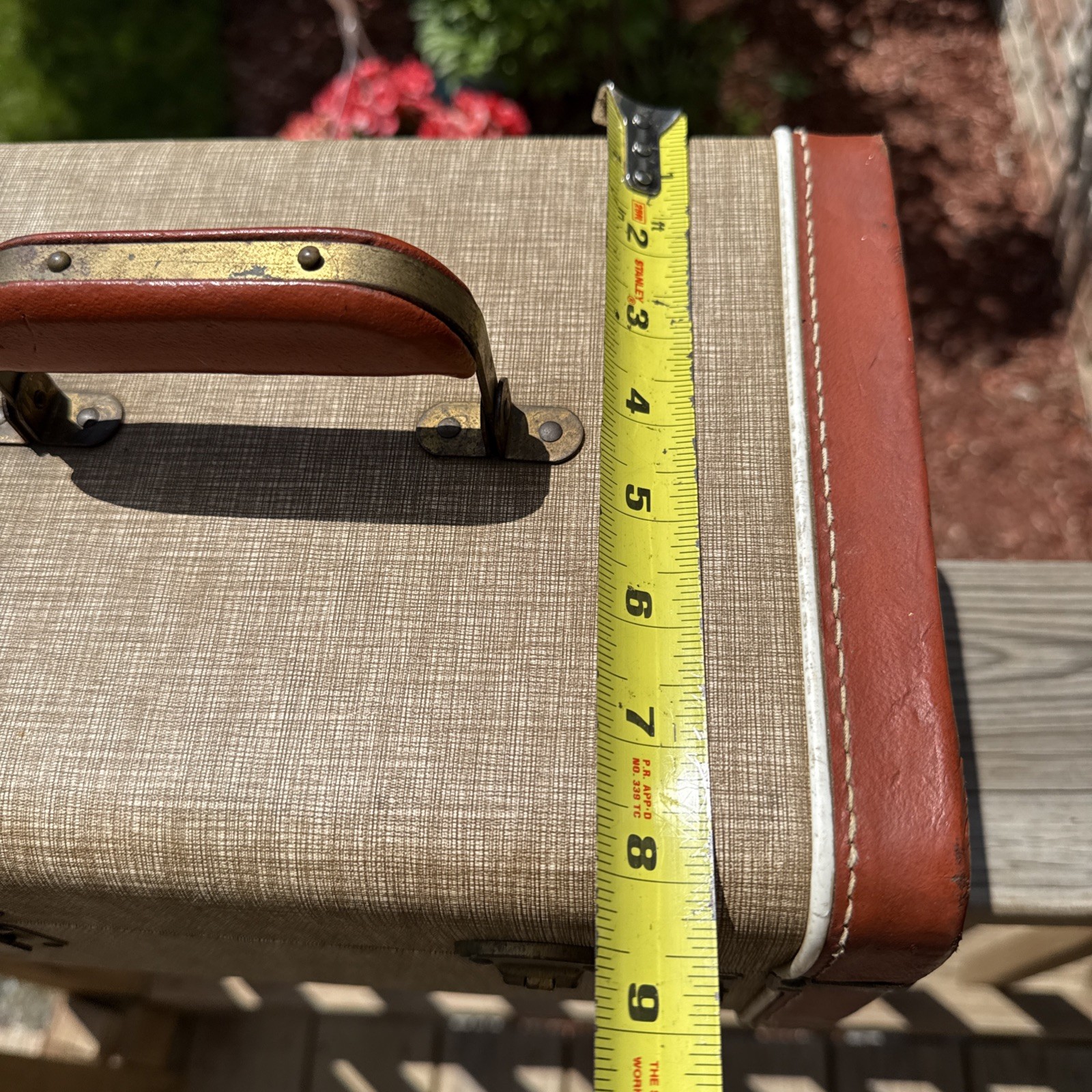 1940-50s Vintage Train Tweed Look/Leather Vanity Case See Pictures 12”X8.5”X7”