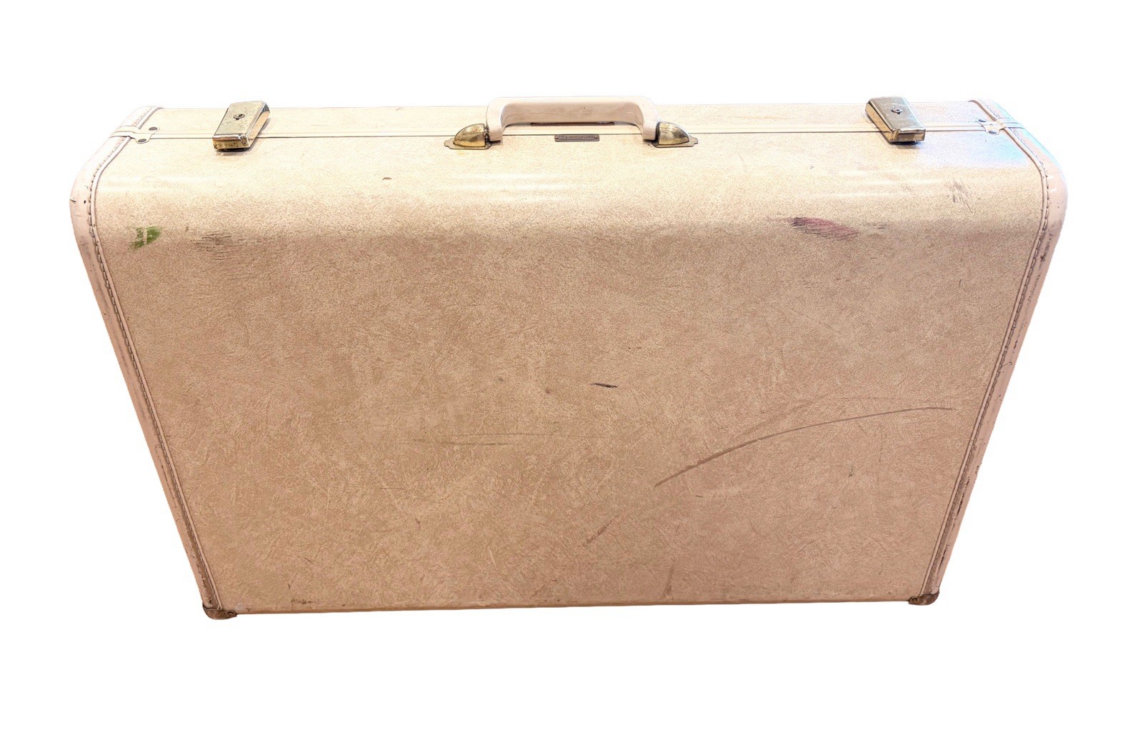 Vintage Townecraft 1950s Beige Faux Marble 26” Hardshell Suitcase