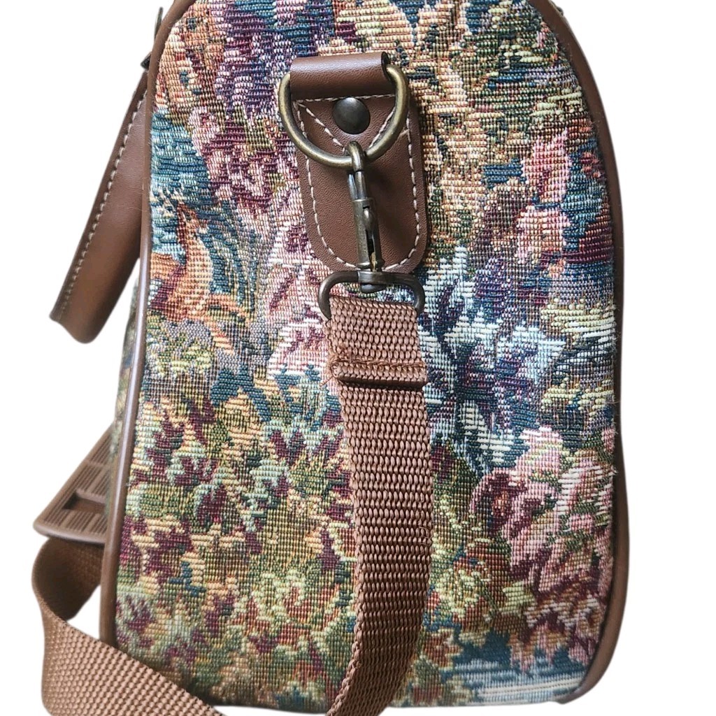 Hampshire Vintage Travel Bag Tapestry Horses Floral Colorful Shoulder Strap