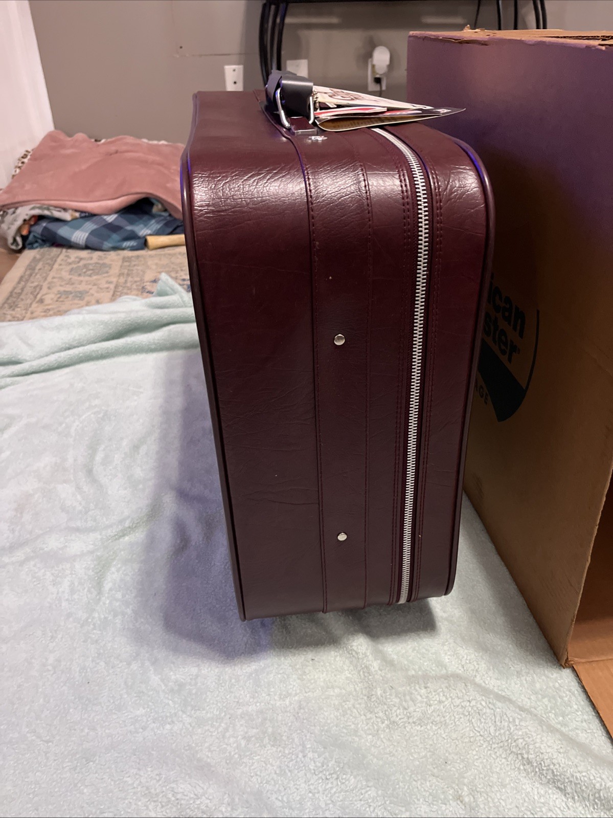 Vintage NOS American Tourister Escort Suitcase, Burgundy Color Made In USA