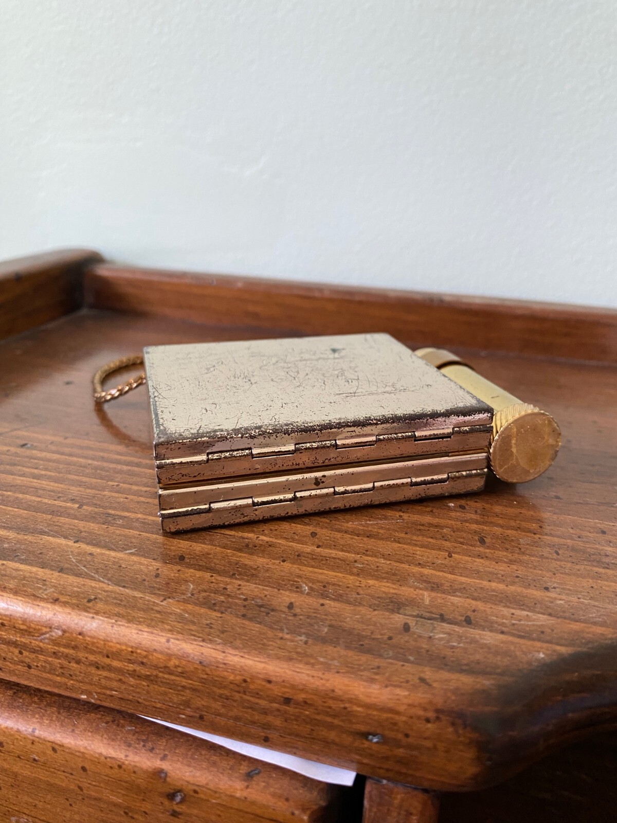 Vintage 1950s California Map Souvenir Gold Mini Makeup Vanity Case Minaudiere