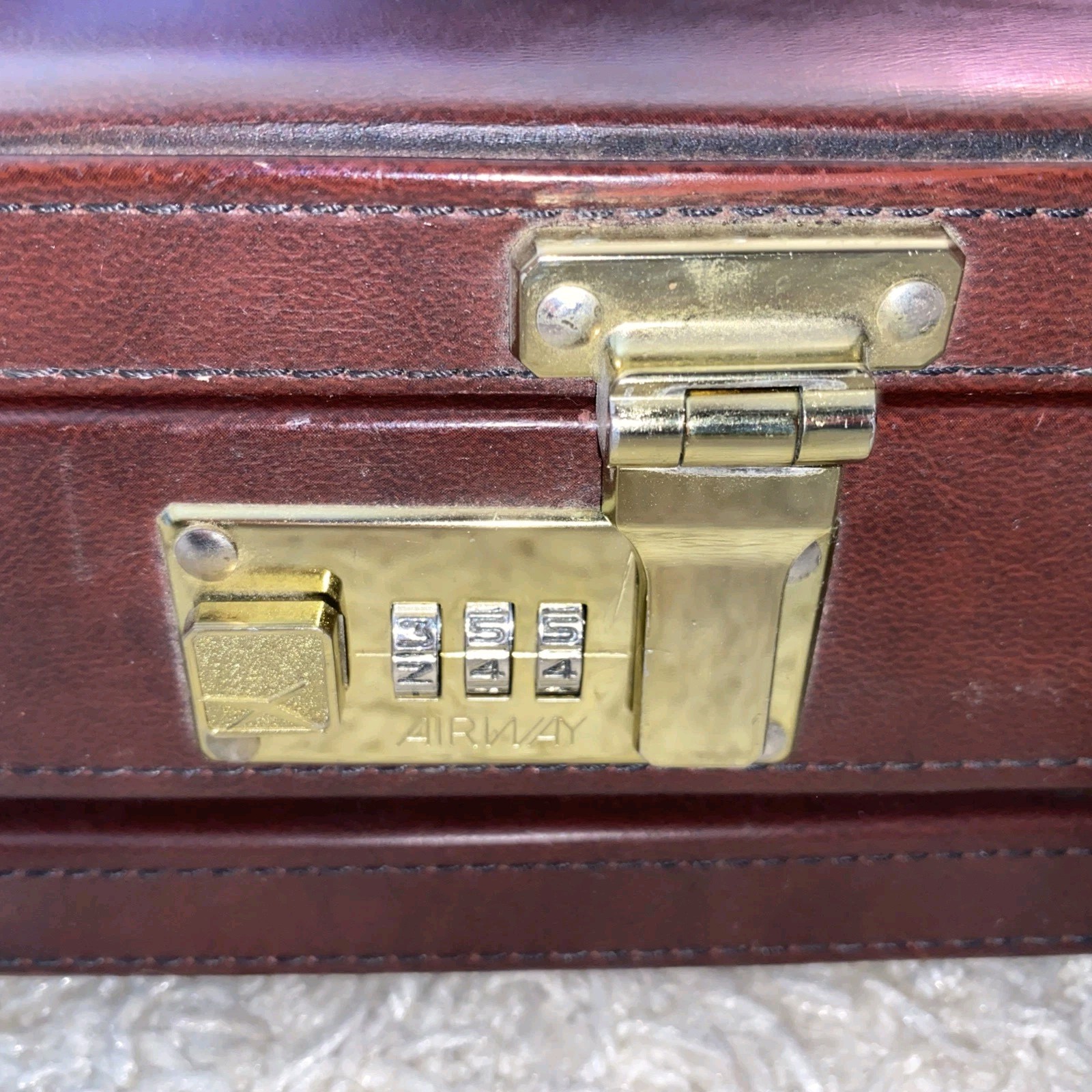 AIRWAY Vintage Leather Briefcase Hard Shell Chestnut Brown