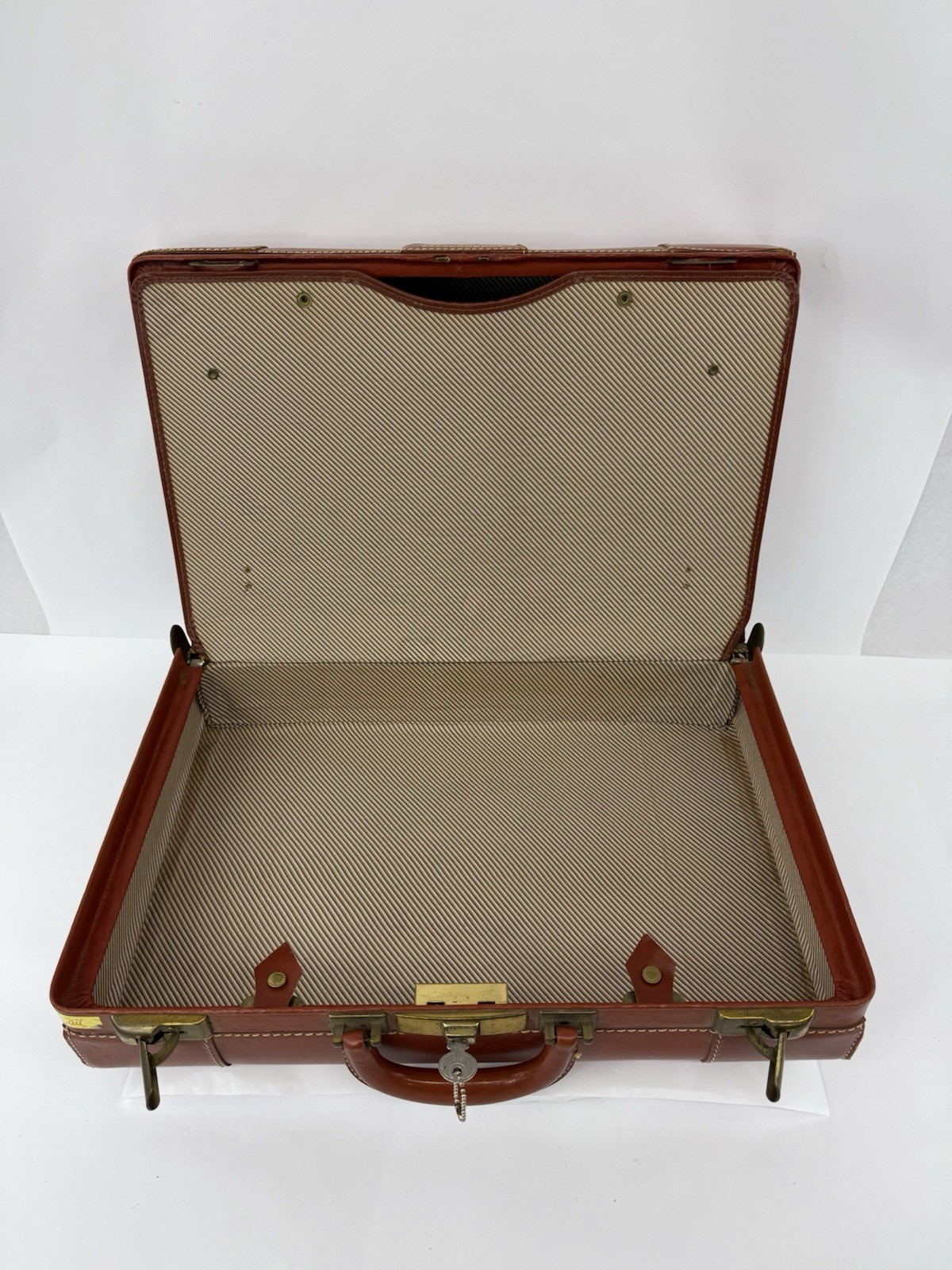 Vintage Luggage Genuine Top Grain Cowhide Brown Leather 21x14x7 Suitcase Travel