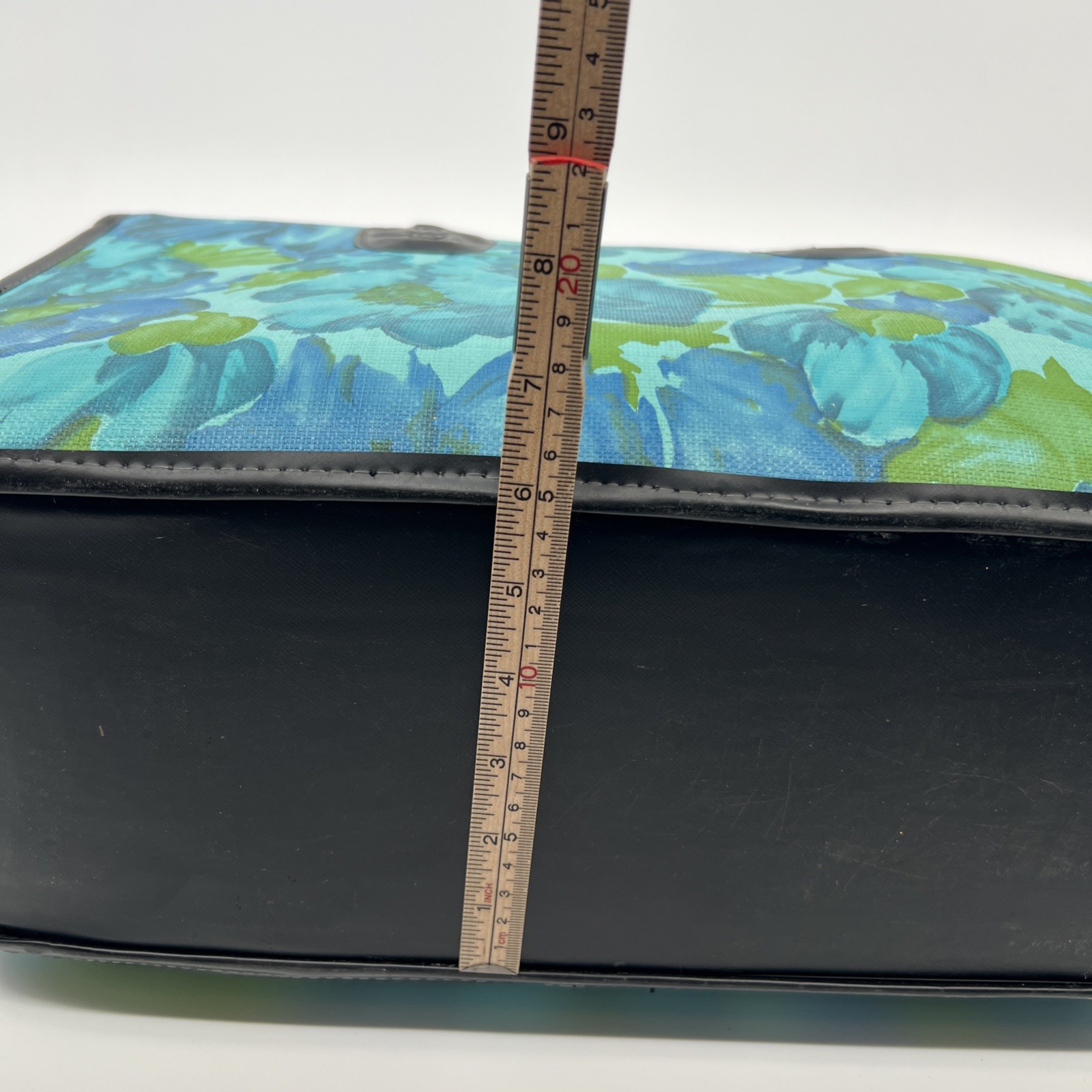 Vintage 1960s–1970s Vinyl Floral Train Case Mod Cosmetic Tote
