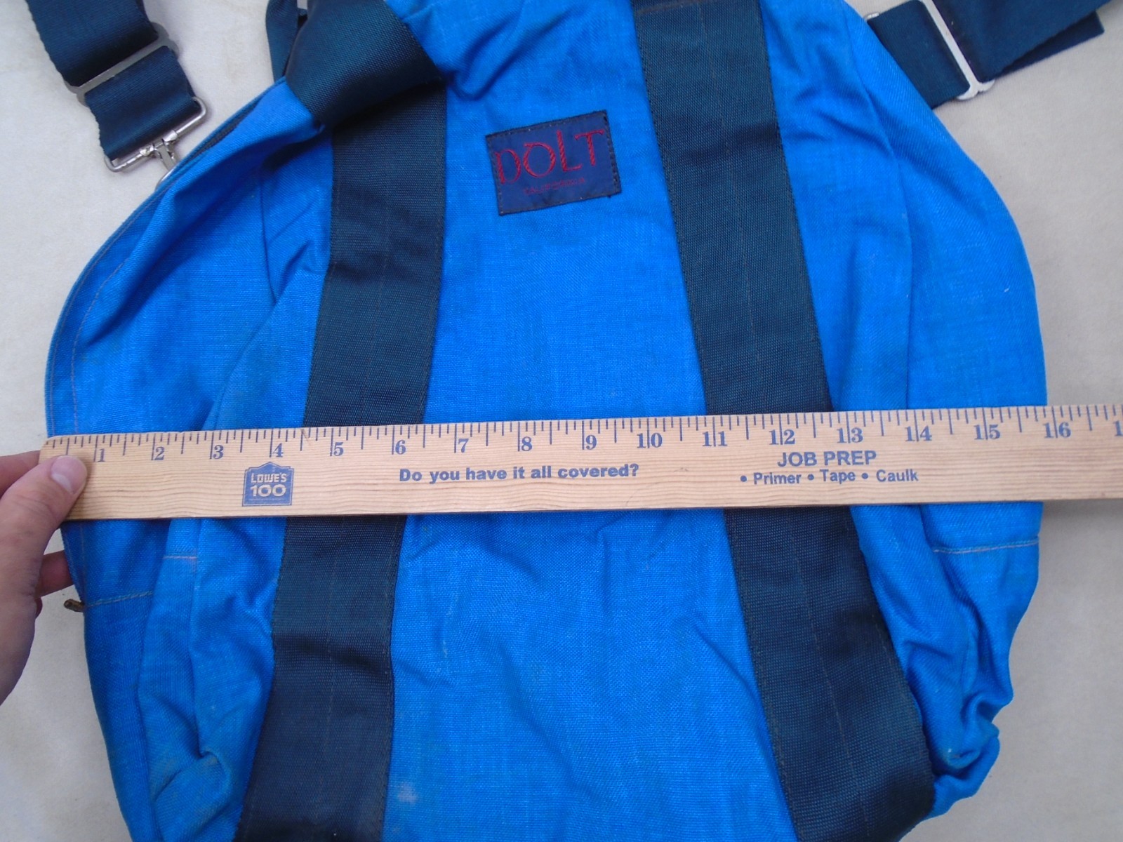 VINTAGE DOLT CALIFORNIA LARGE TRAVEL BAG BLUE RED SIDE POCKET CANVAS RARE