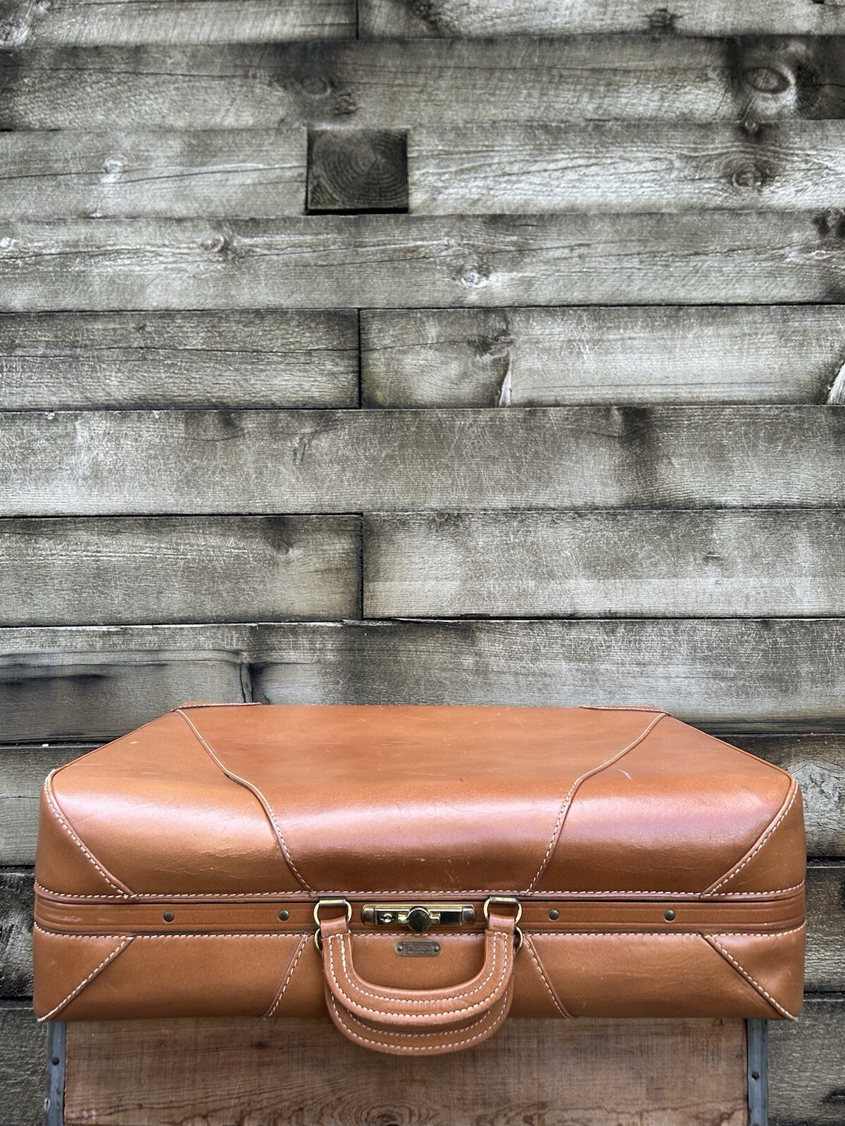 RARE Vintage Genuine Leather Schell Tripak Suitcase