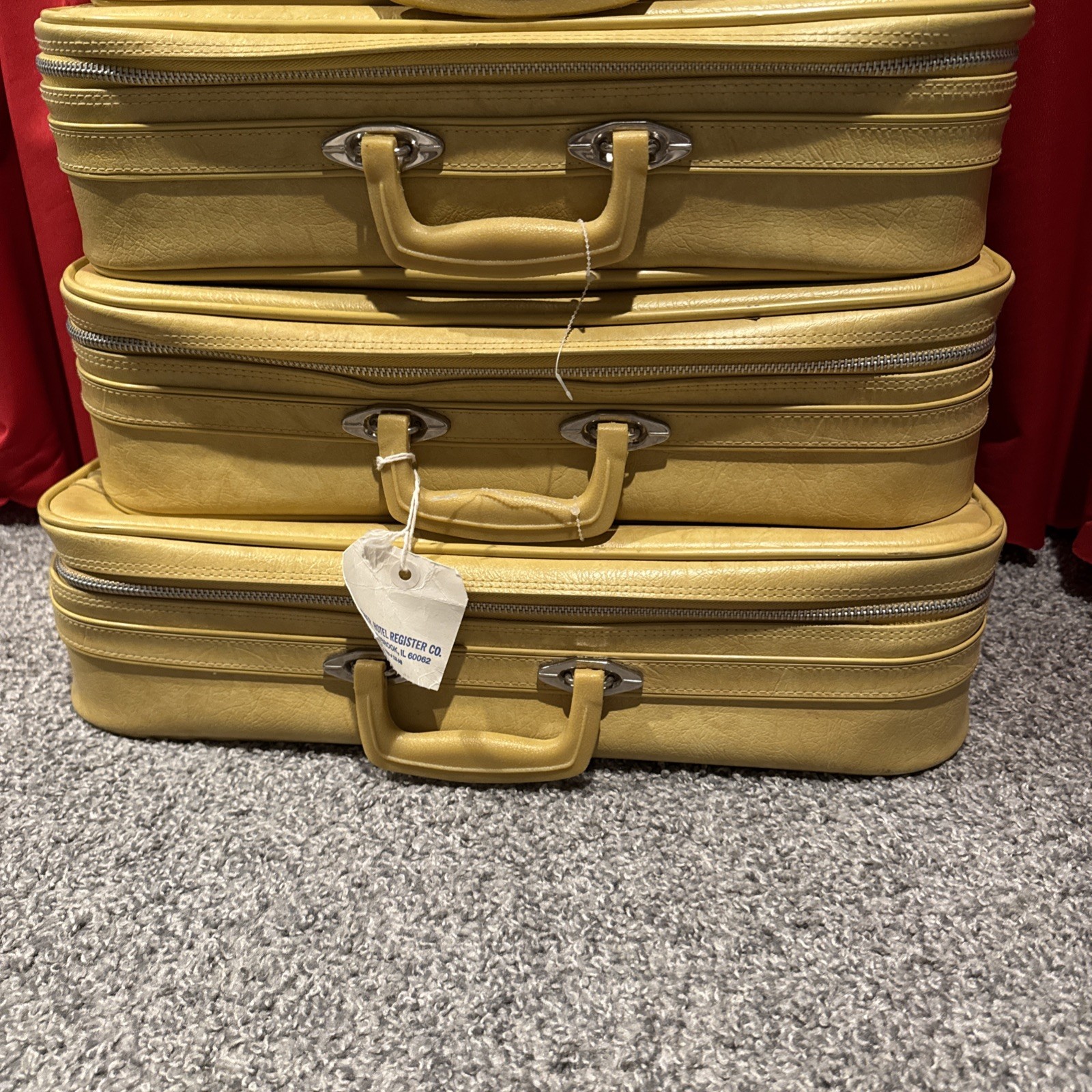 vintage suitcase luggage Set Yellow 5 Pc Set