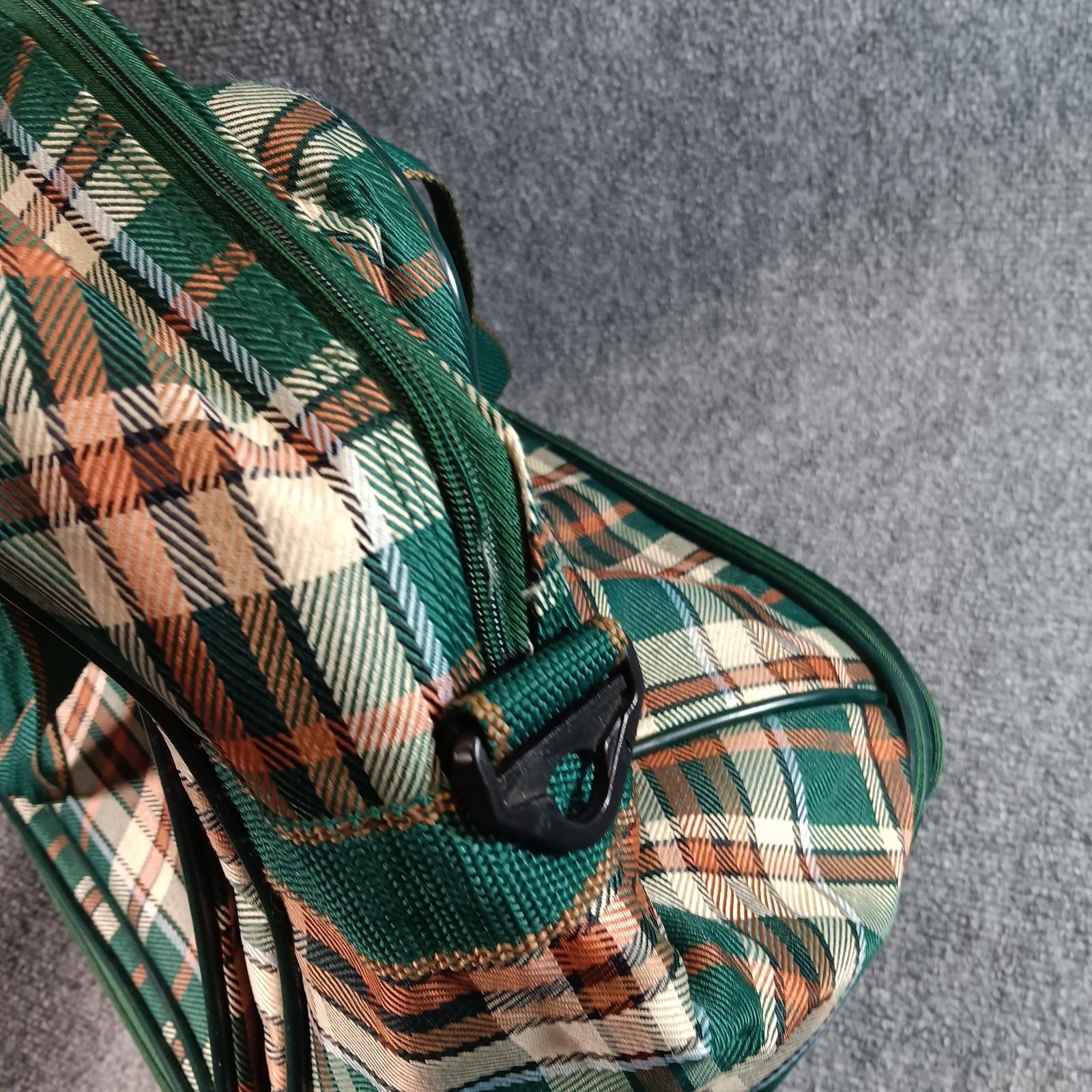 Waipu Plaid Green Classic Luggage Vintage Straps Leather Canvas with Wheels