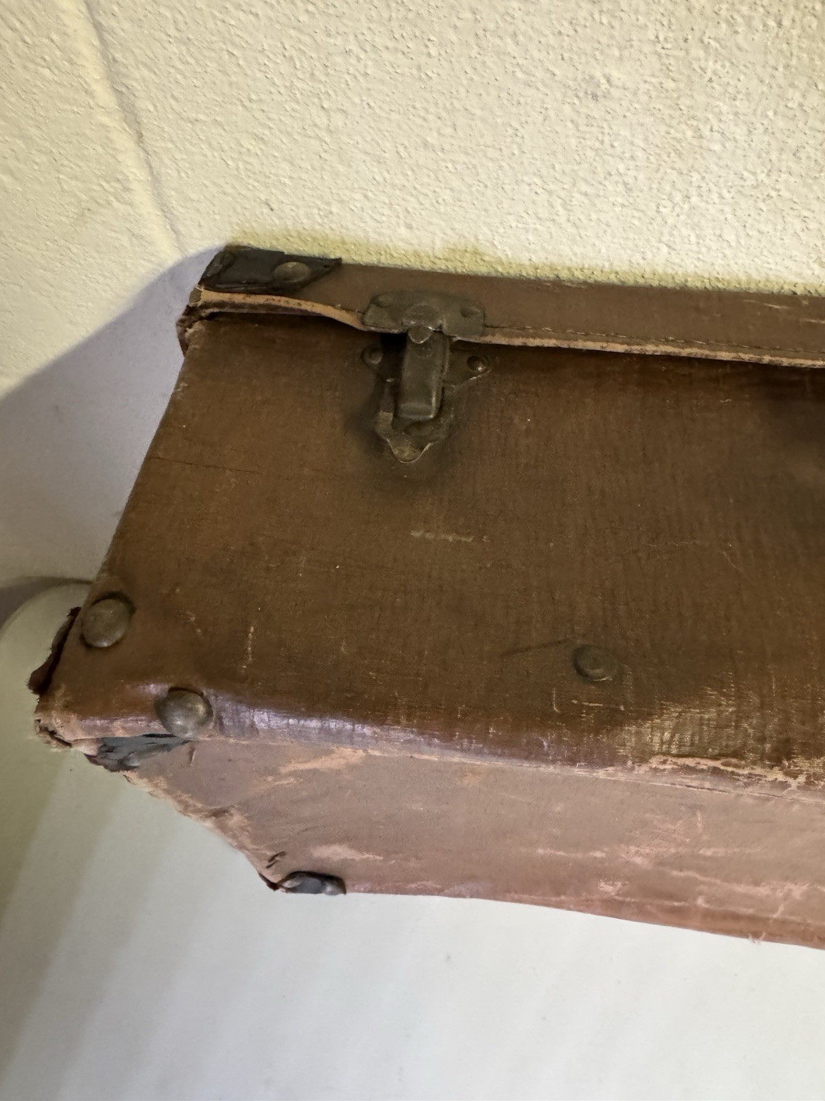 Michigan State Vintage Suitcase Luggage Travel Bag Brown Leather