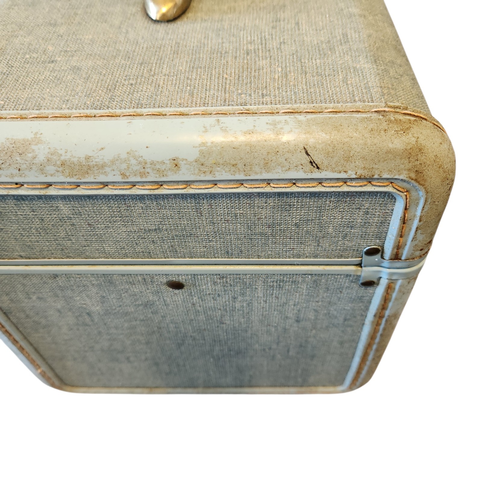 Vintage 1950s Blue Tweed Samsonite Train Vanity Case Overnight Shwayder Bros