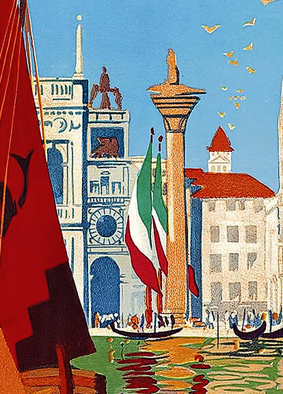 1920s Venice Italy Vintage Style Italian Travel Poster – 16×24
