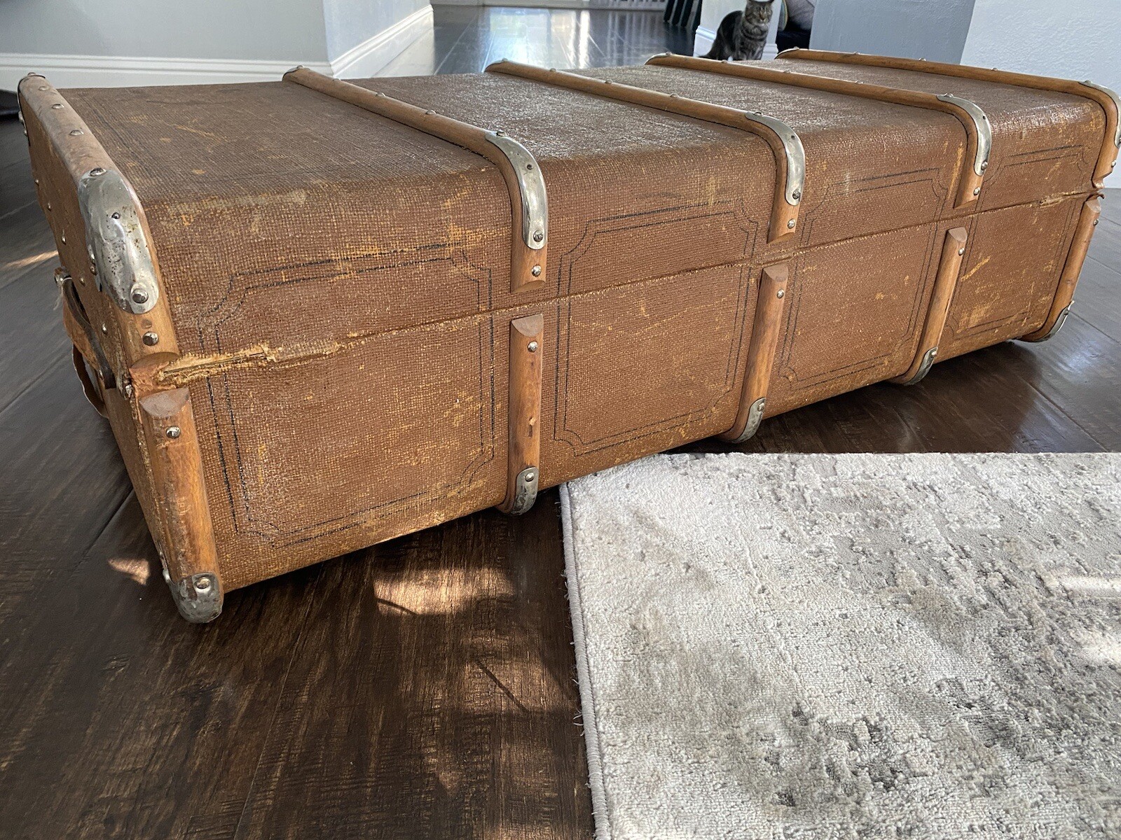 Vintage Wood Braced Steamer Trunk . Approximately 1920-1930 years