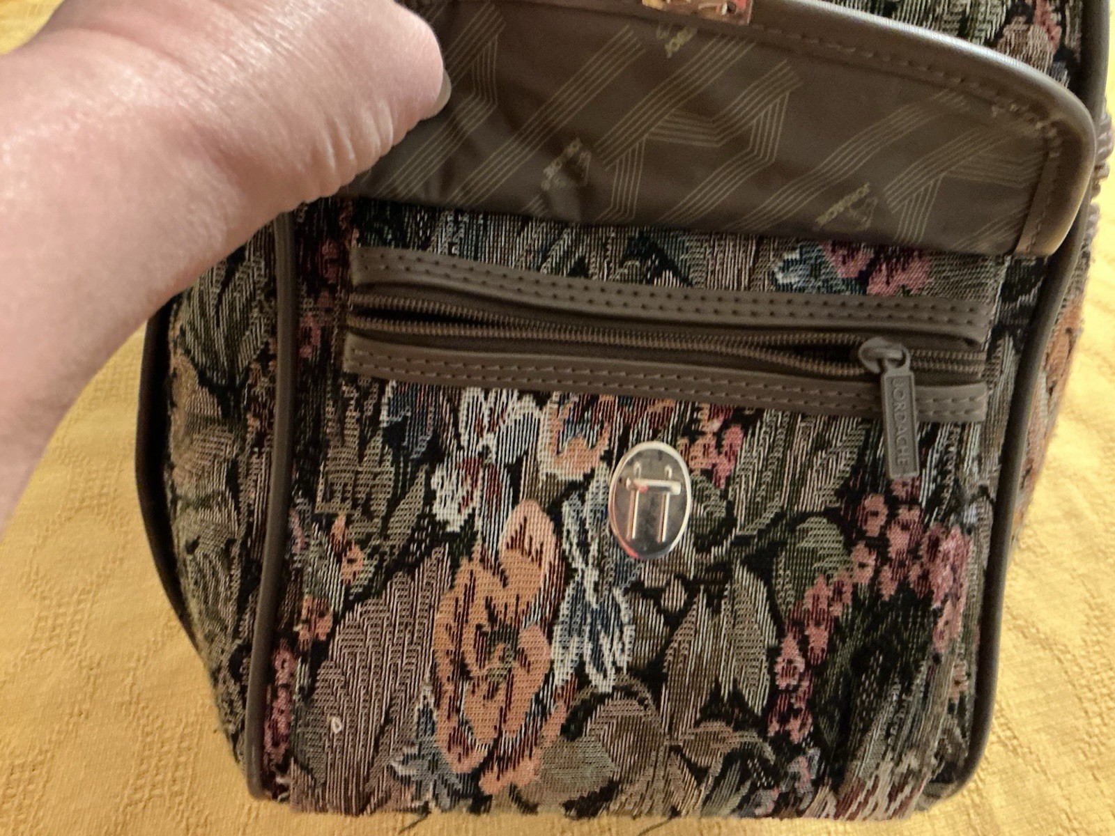 Jordache VINTAGE Floral Tapestry Duffle Bag Weekender Canvas EUC