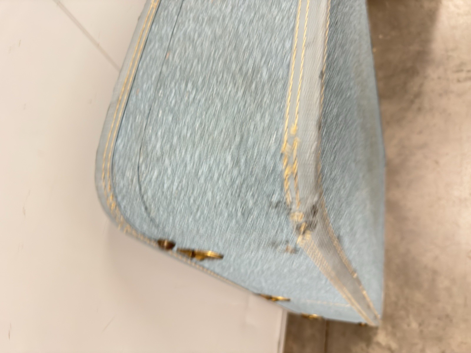 Vintage Jet Star Blue Suitcase Luggage w/ Pink Satin Interior Mid Century