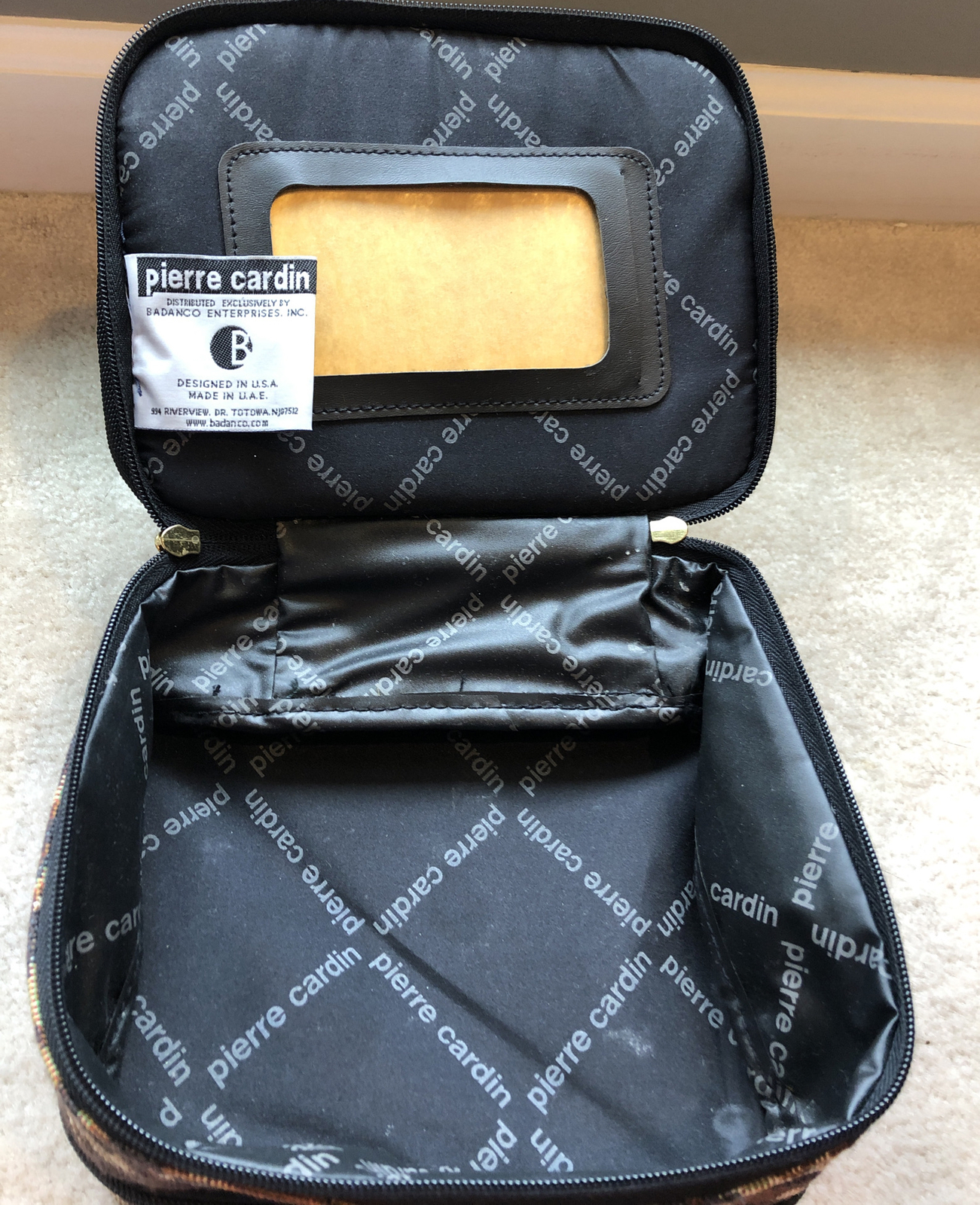 Vintage Pierre Cardin Medium Travel Makeup Toiletry Accessory Case Woven Canvas