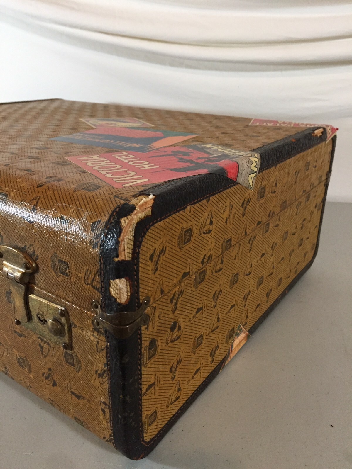 Vintage Luggage with Travel & Hotel Decals & Stickers, Great for Interior Design