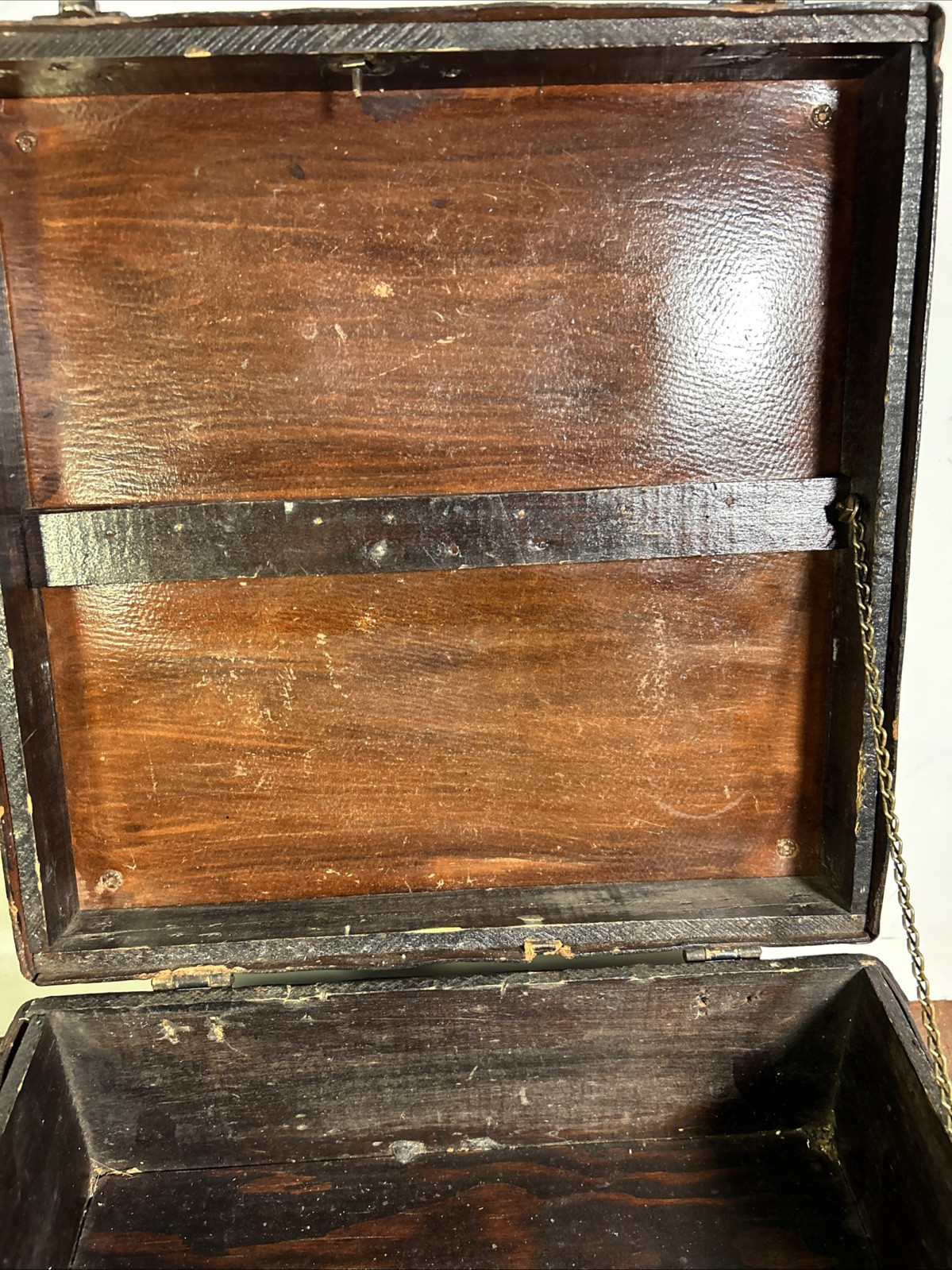 Vintage Tool Box Case Suitcase Hardboard Chipboard Luggage With Leather handle