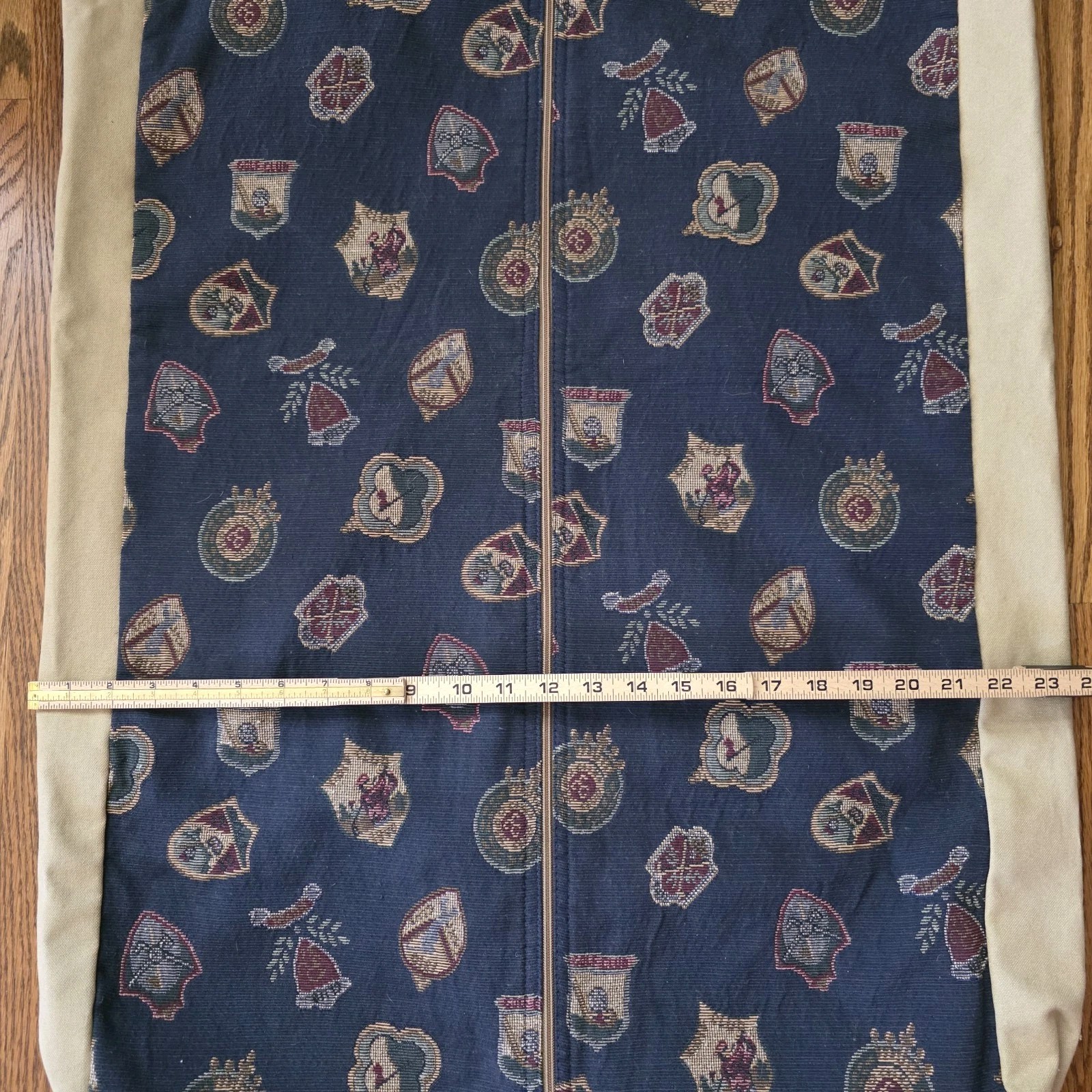 Vintage Golf Themed Garment Travel Bag Canvas Zippered Hanging Blue/Beige 39×23