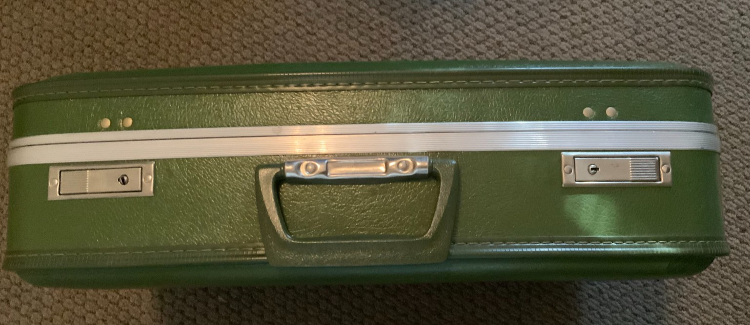 Original Vintage Hard Case Luggage Suitcase Avocado Green