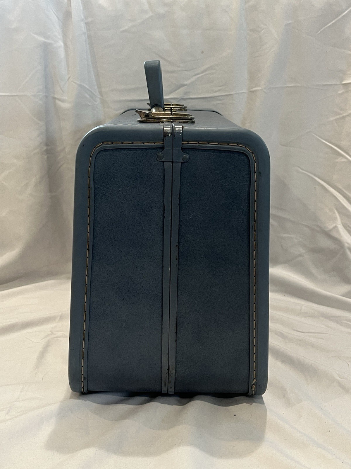 Vintage 1950 Taperlite Hard Shell Blue Gray Vinyl Luggage Set Locking 3 Piece