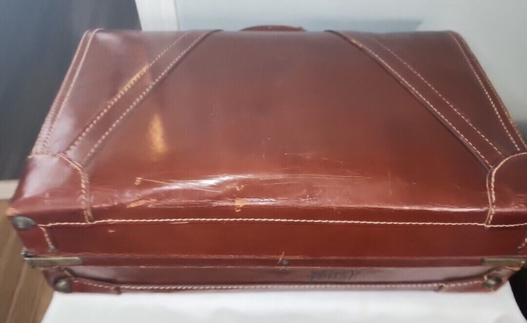 Vintage Top Grain Cowhide – BROWN LEATHER SUITCASE – Skymaster LOK GUARD