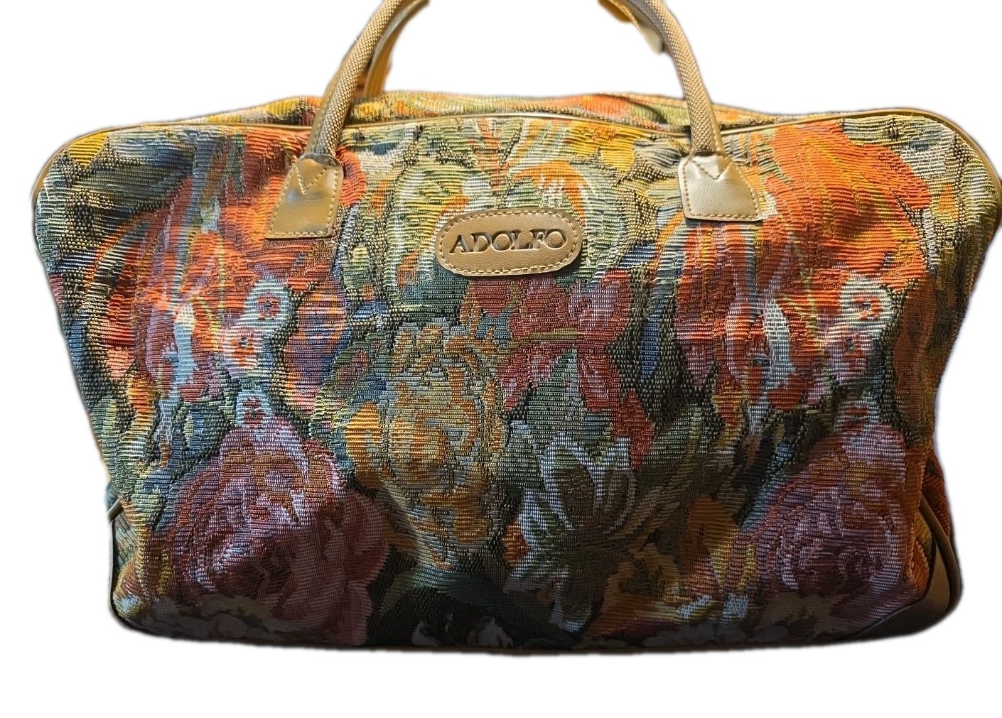Adolfo VTG Floral Tapestry Travel Bag Duffel Tote Set Of 2