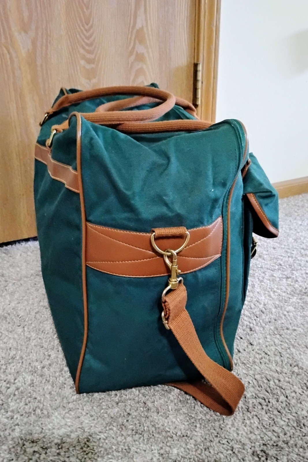 Vintage Ralph Lauren Polo Green Canvas Luggage Duffle Tote Carry On Bags