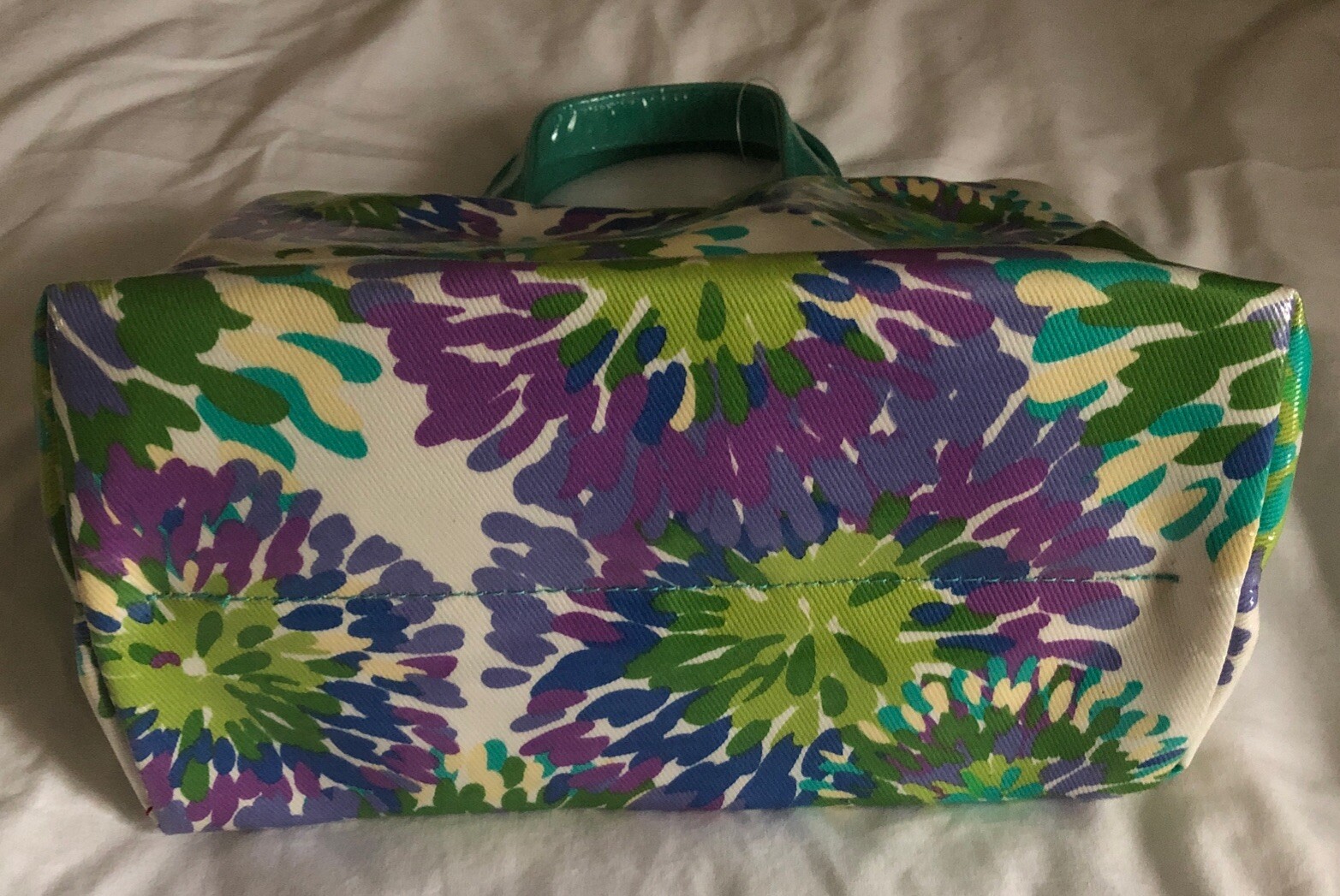 90s Vtg Bath & Body Works Vinyl Travel Bag Handles Green Purple Floral NWT Rare