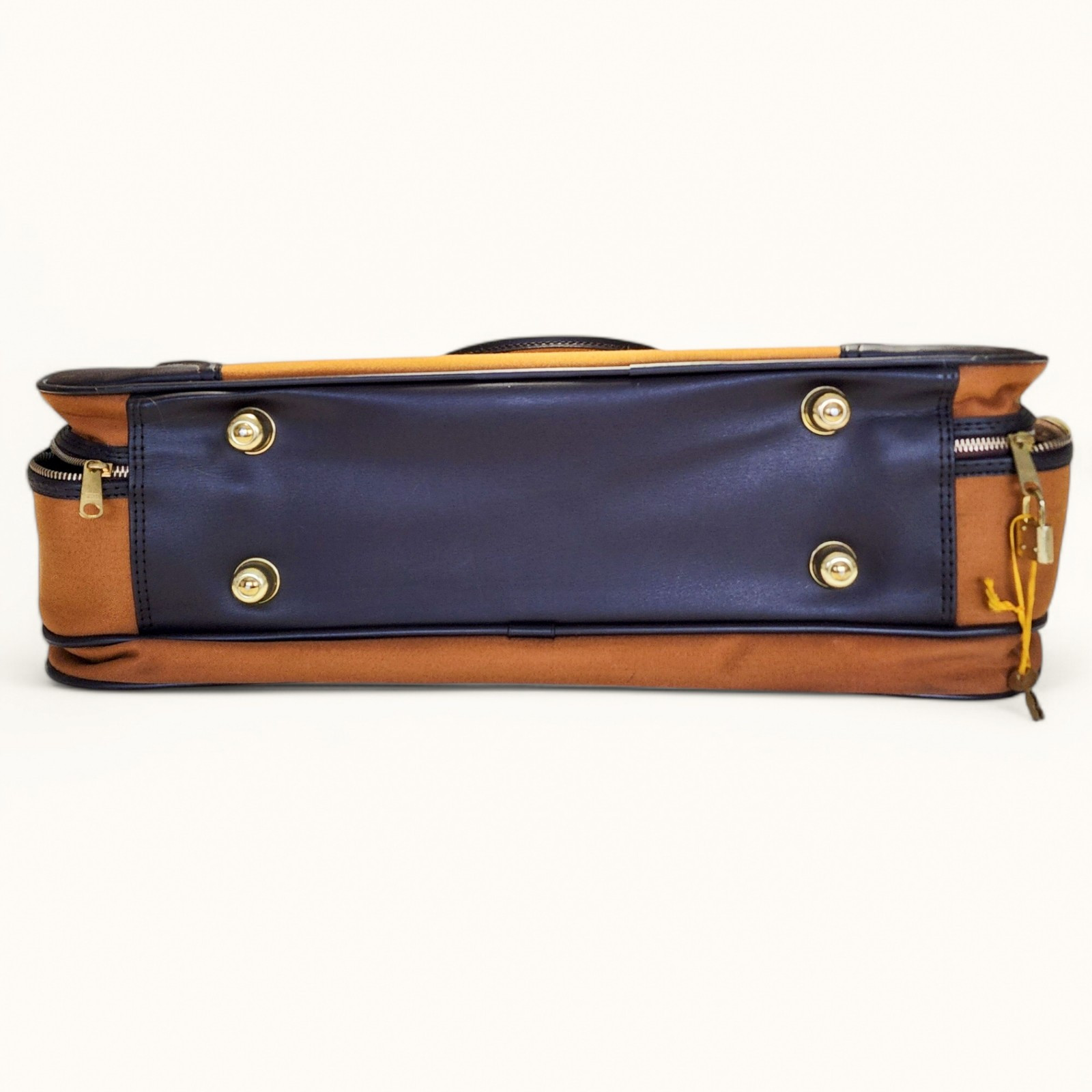 Vintage Carry On Suitcase Tan Brown Canvas Faux Leather 22in Travel 70s 80s