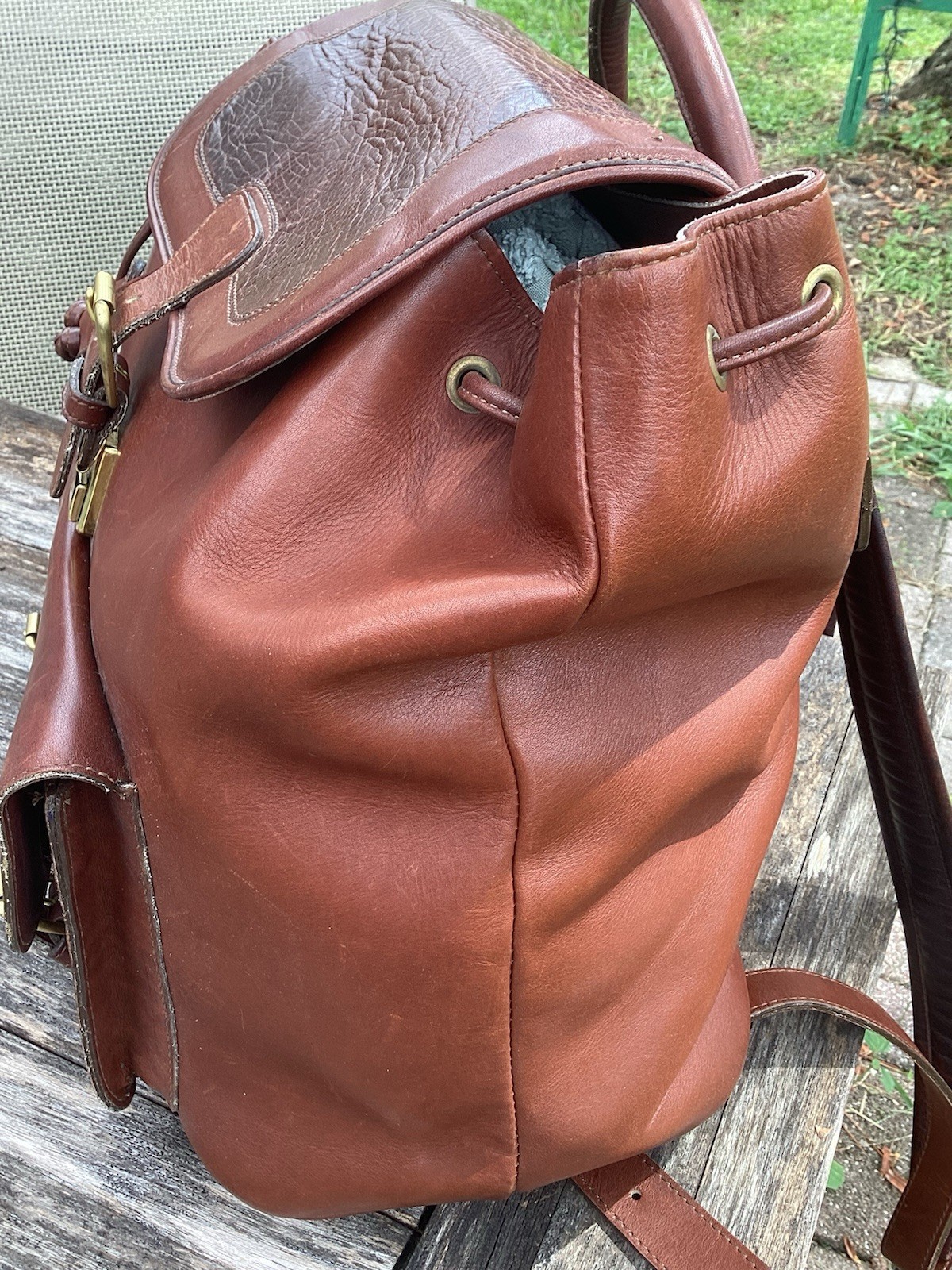 Cole Haan Vintage 90’s Brown Leather Backpack With Dust Bag