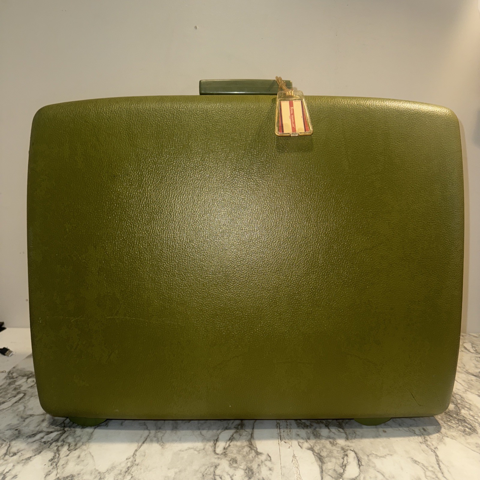 Vintage Royal Traveller Medalist Hardcase Suitcase Olive Green 20″ Retro Luggage