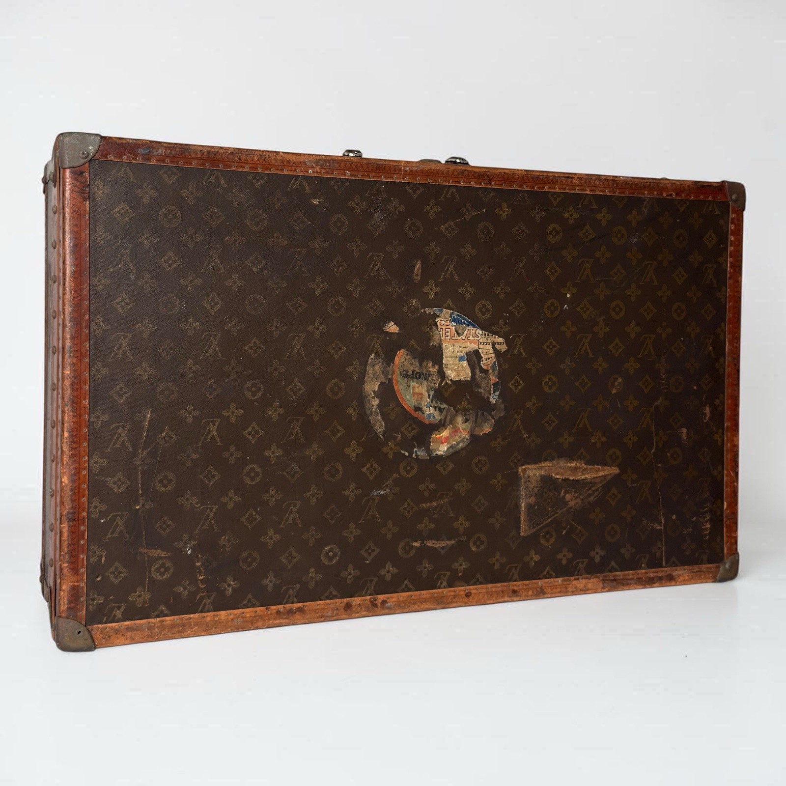 Antique Louis Vuitton Monogram Travel Trunk Suitcase W Insert Circa 1930s