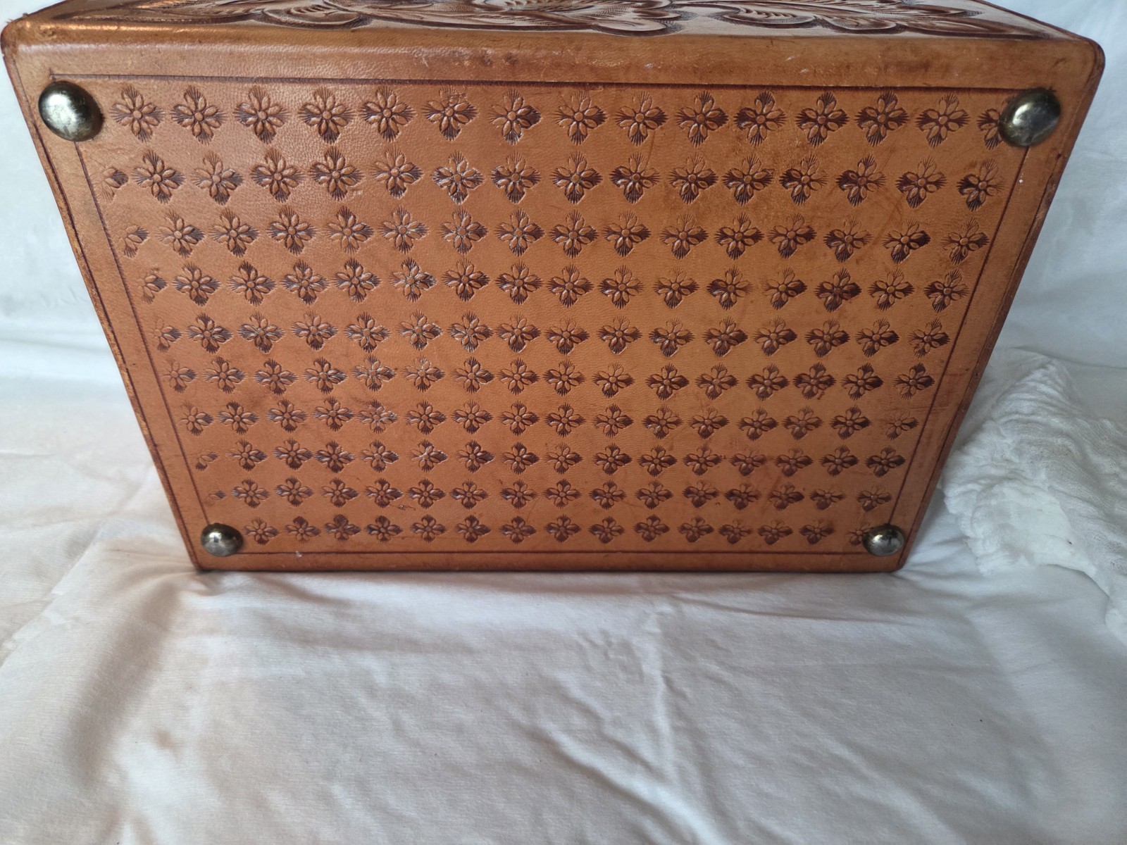 RARE!! Southwest Vintage Tooled Leather Jewelry/Cosmetic/Travel/Vanity Case